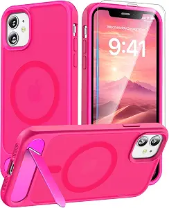 Magnetic for iPhone 11 Case with Stand, Hot Pink