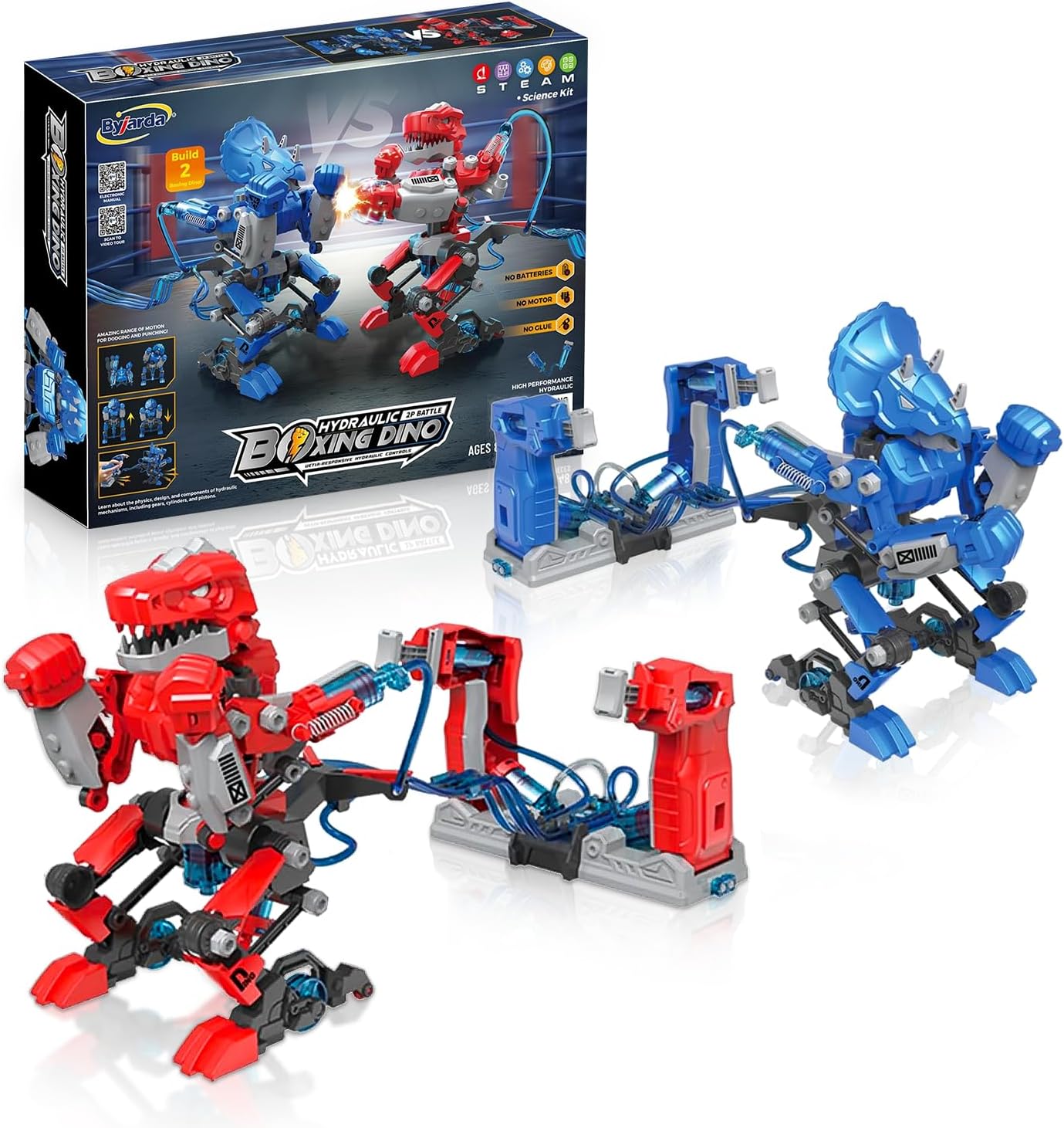 Hydraulic Boxing Bots, STEM Building Kit for Kids, Build 2 Hydraulic-Powered Battle Robots, STEM Educational Fighting Robot Toy Set, Christmas Birthday Gift for Boys & Girls Ages 8-18 Adults