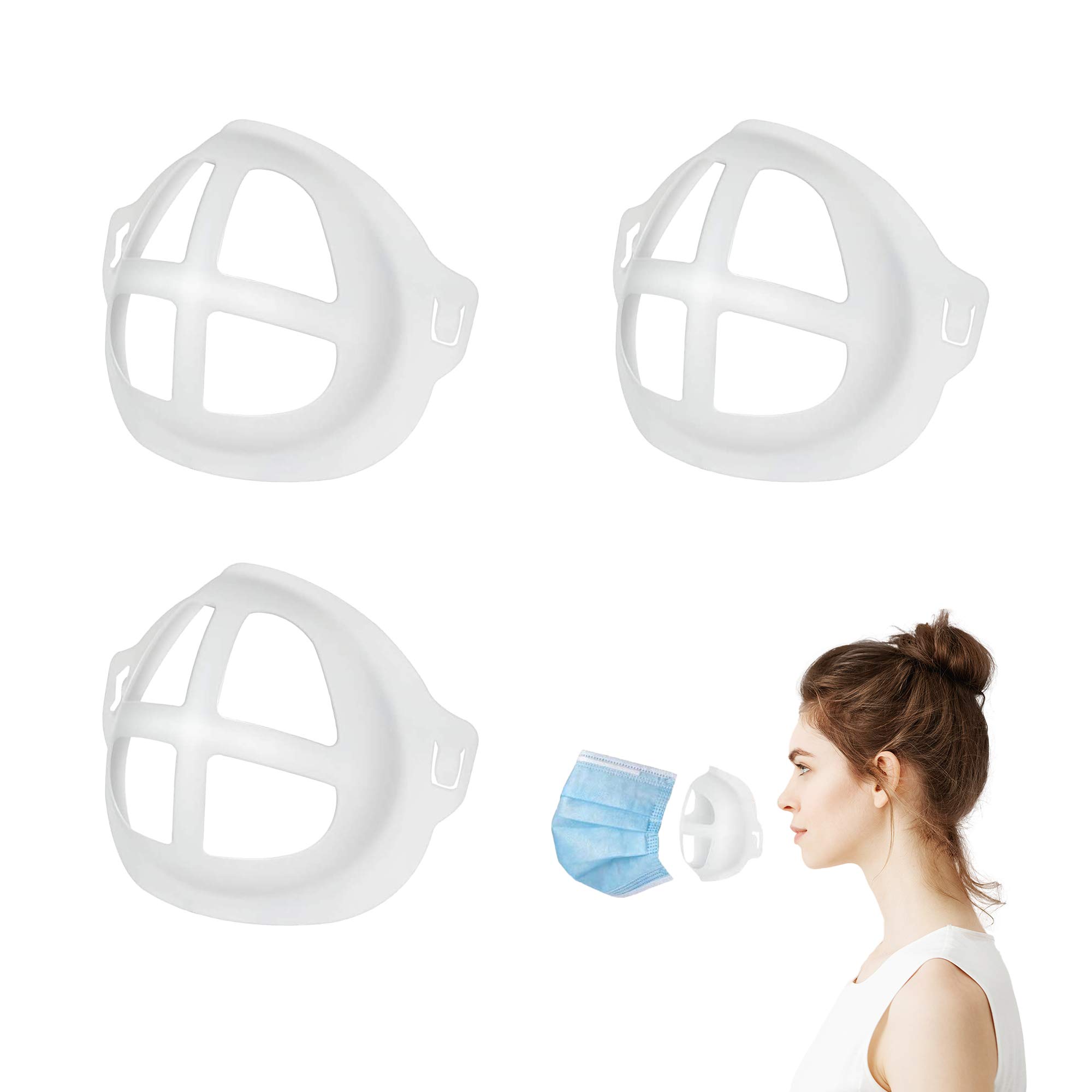 CTIYC-Inner Support Mask Bracket-Comfortable Breathing-(5 Pcs) 3D Silicone Face Mask Frame -Protect Lipstick- Plastic Face Mask Insert-Enhance Speaking-Reusable-Inner Face Mask Support Insert