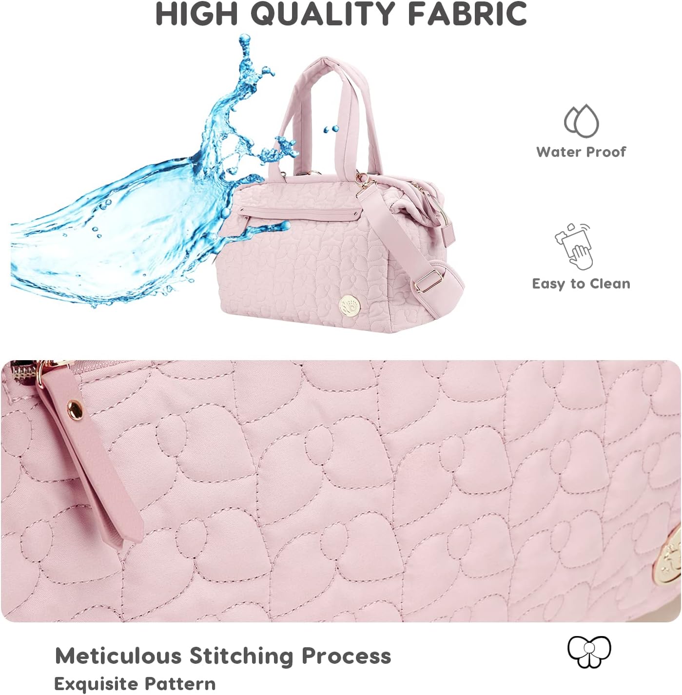 Multi-Pockets Diaper Bag Tote,Stylish Large Capacity Nappy Changing Bag Satchel Messenger Bag Travel Mommy Bag