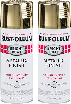 Rust-Oleum 7710830 Stops Rust Bright Coat Metallic Spray Paint, 11 Ounce, Gold, 2 Pack