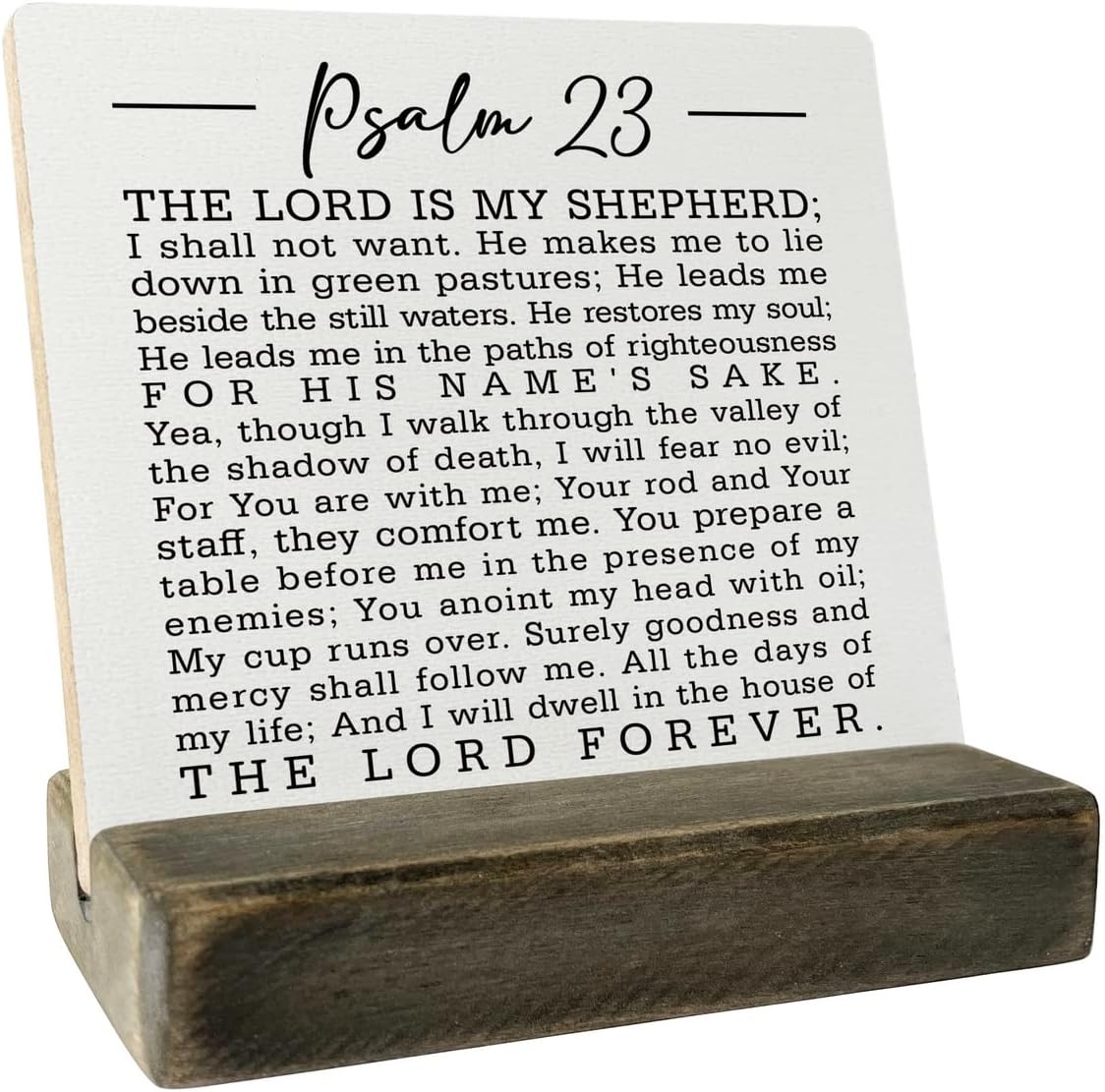 Christian Quote Wood Plaque - Psalm 23: The Lord Is My Shepherd - With Wooden Stand, Bible Verse Sign, Religious Home Décor Gift