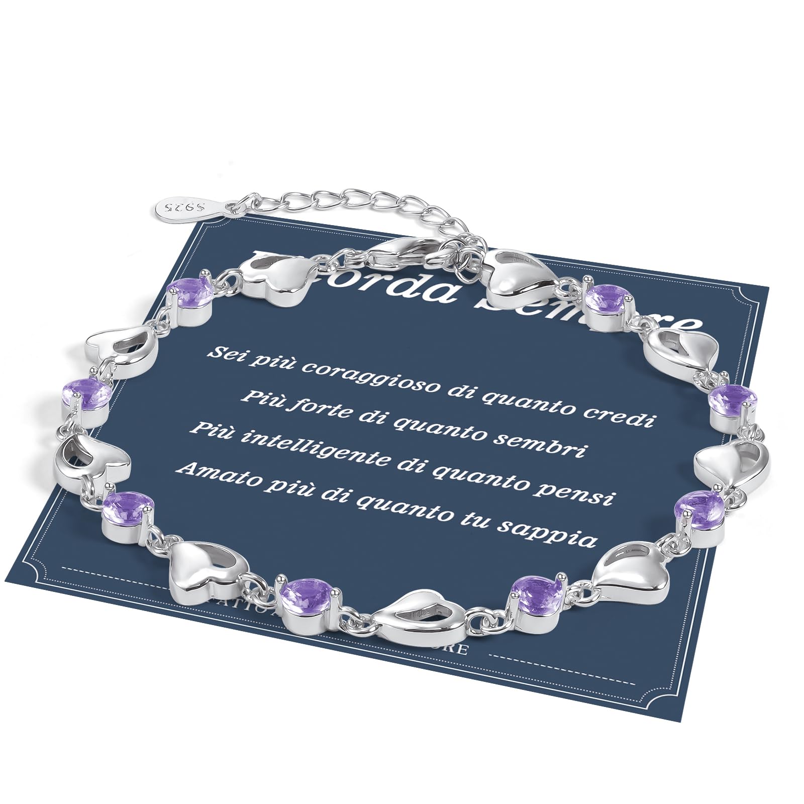 VGWON Braccialetto a cuore in argento sterling 925 per donne ragazze - Regali di compleanno e Natale per lei - Viene fornito con una scatola regalo e una cartolina di auguri