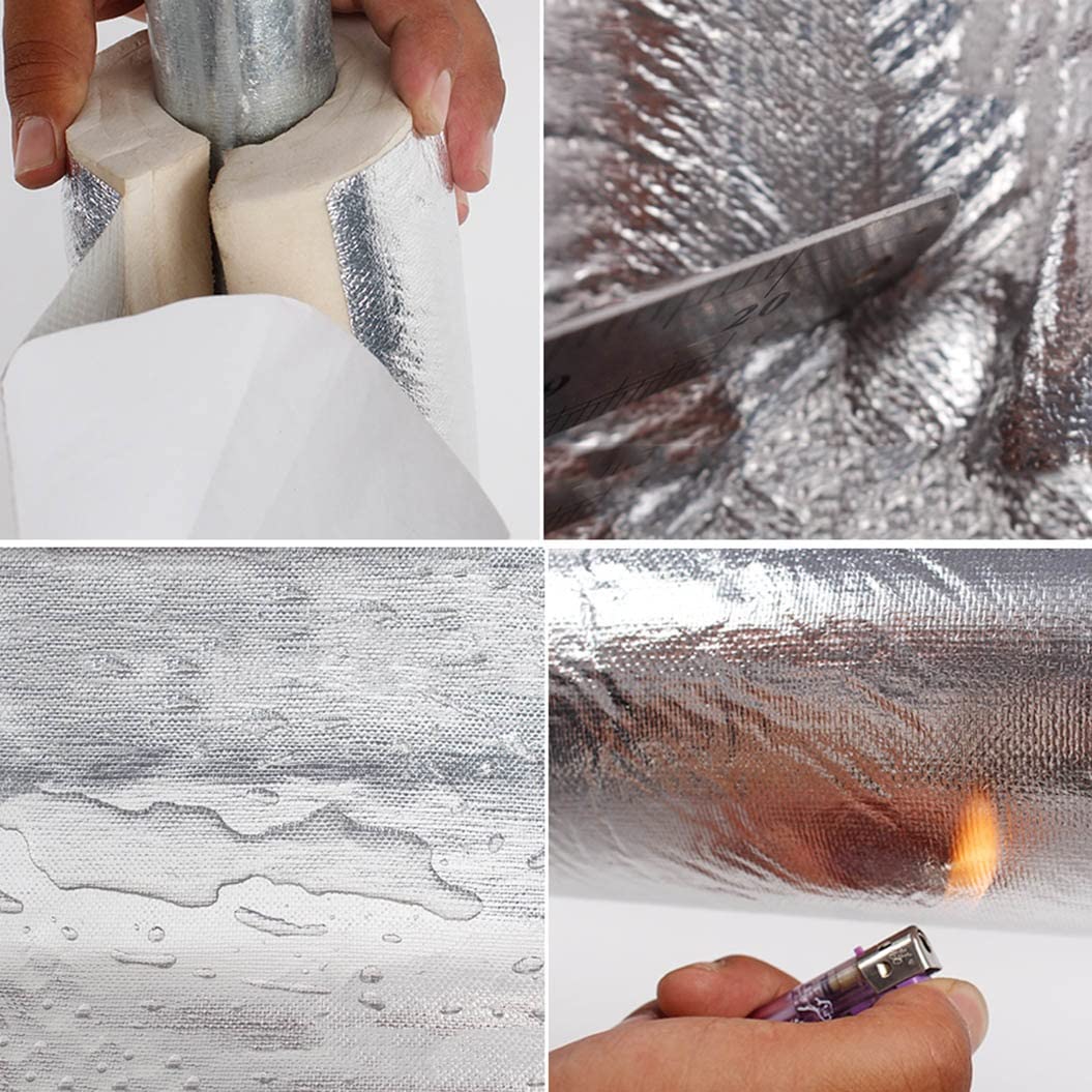 Coquilla Aislante de Papel de Aluminio Autoadhesivo, Aislamiento De Tuberías De Espuma Flexible, Cubierta de Aislamiento Anticongelante, 30mm de Espesor, Diámetro Interior: 22mm ~ 219mm