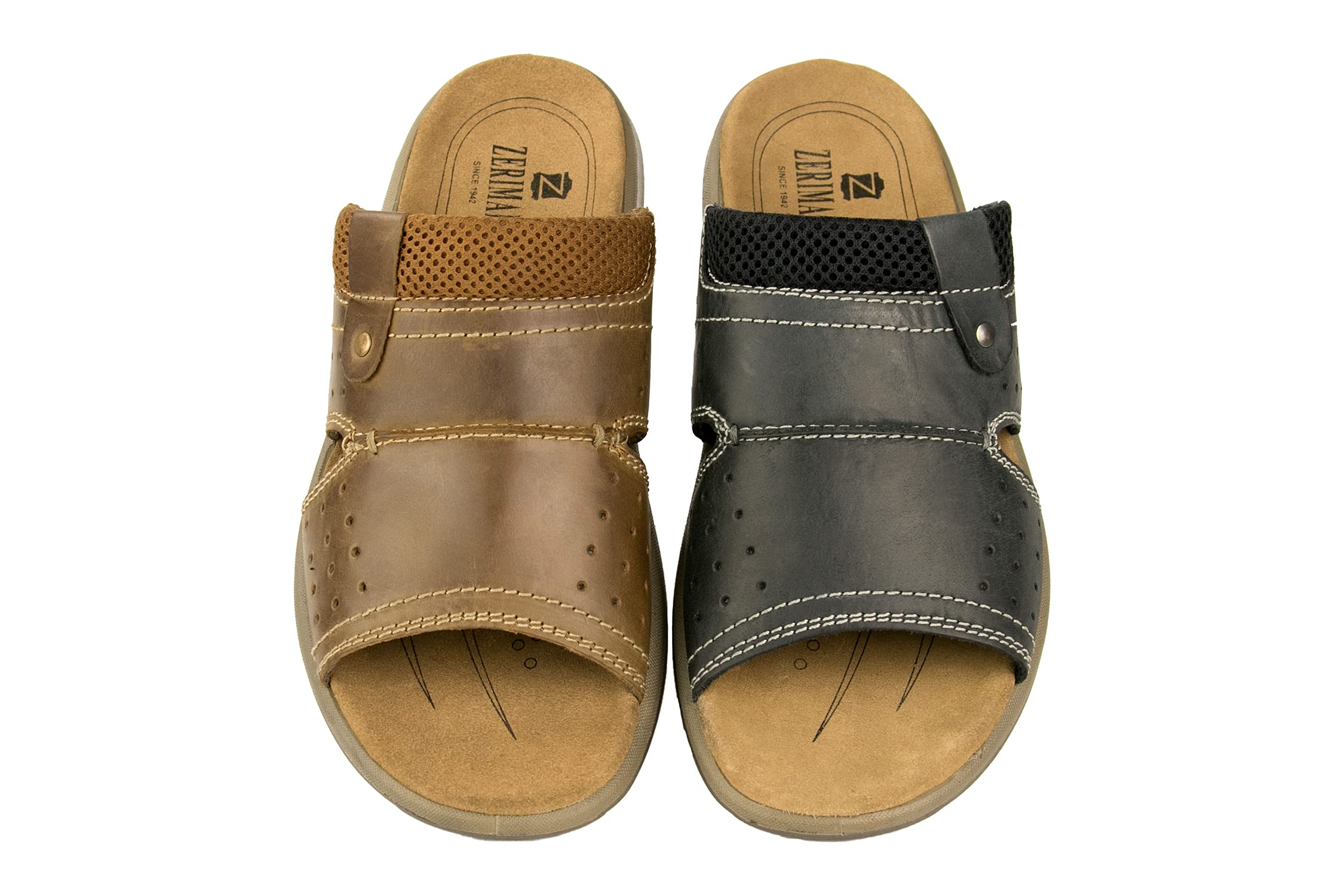 Zerimar Sandalia de Vestir de Hombre de Piel | Sandalia de Verano para Hombre | Sandalias Planas Cómodas | Sandalias de Hombre de Cuero | Suela Antideslizante | Sin Cierre