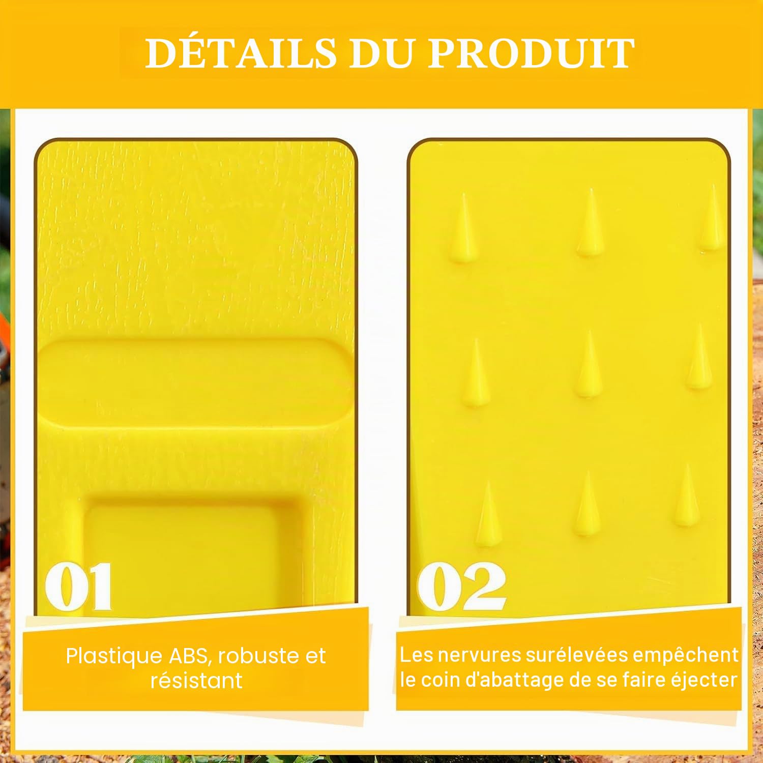6 Pièces Coin D'abattage Plastique,Coin Abattage,Coin pour Fendre le Bois,Deux de Chaque : 6 Pouces, 8 Pouces et 10 Pouces,Coin Bucheron,Bucheron Materiel pour Couper l'arbre pour la Foresterie