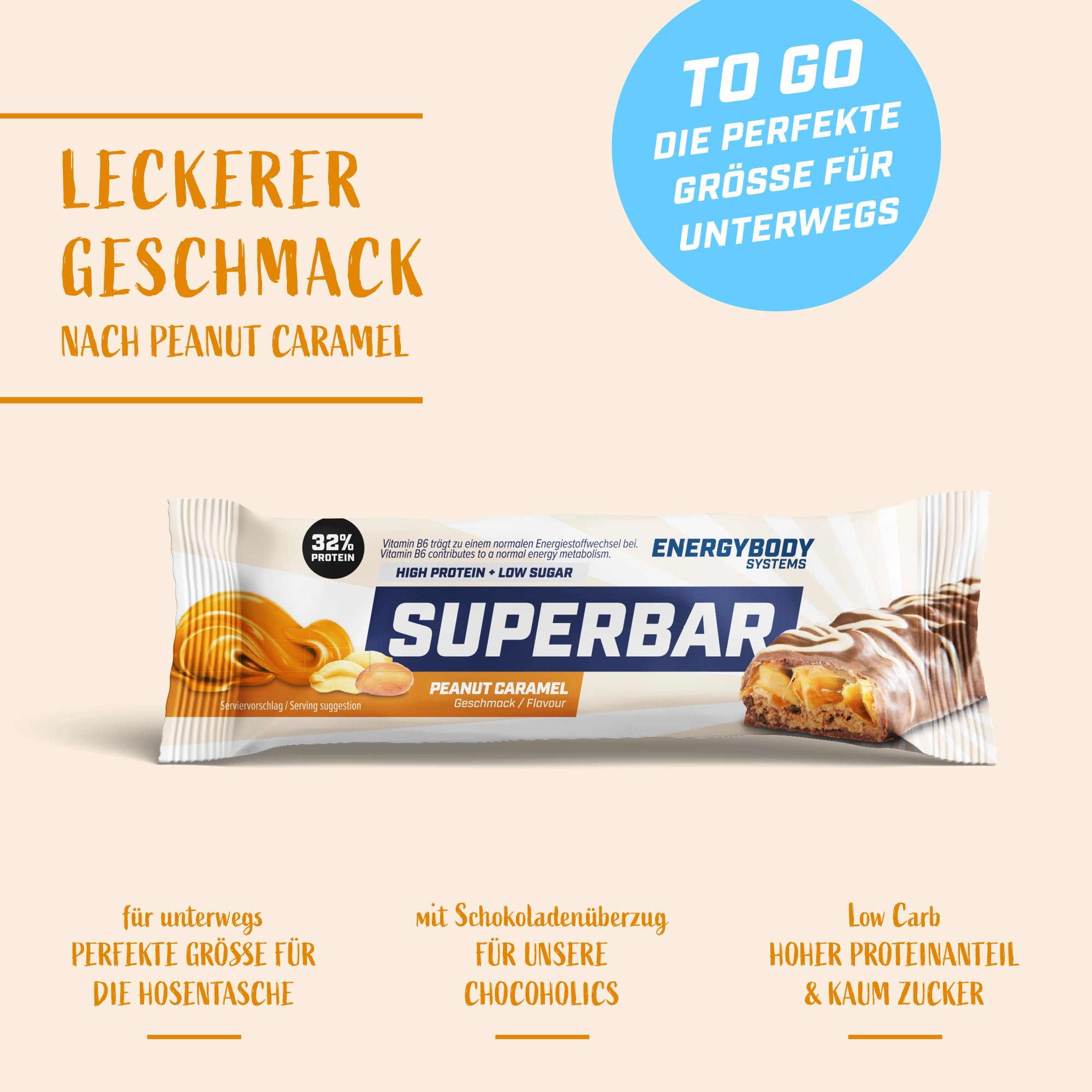 Energybody Superbar Proteinriegel "Peanut Caramell" 24x50g