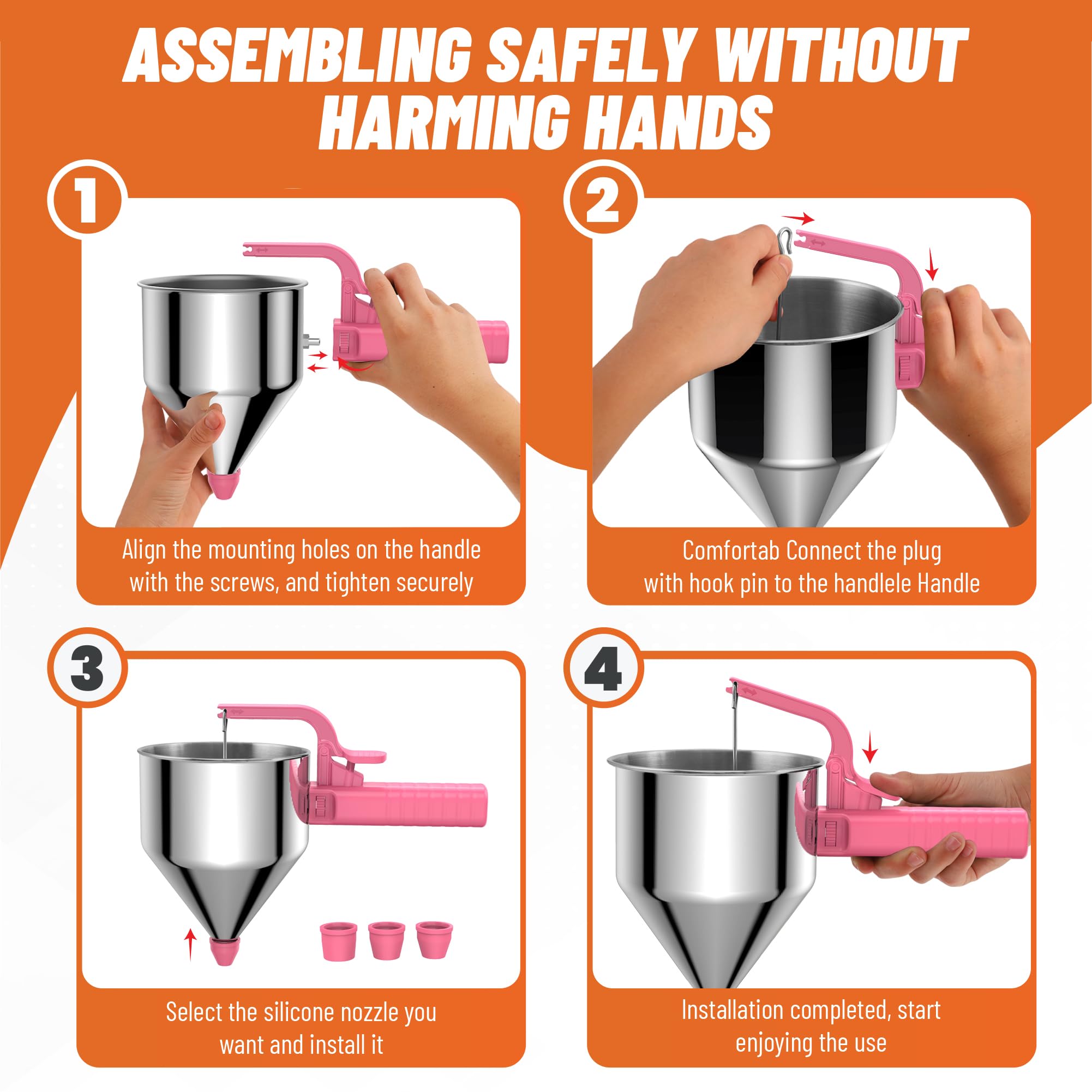 Dispensador de masa para panqueques de 40 onzas, dispensador de pasteles de acero inoxidable con soporte, ideal para panqueques, cupcakes, gofres o cualquier producto horneado, duradero, sin