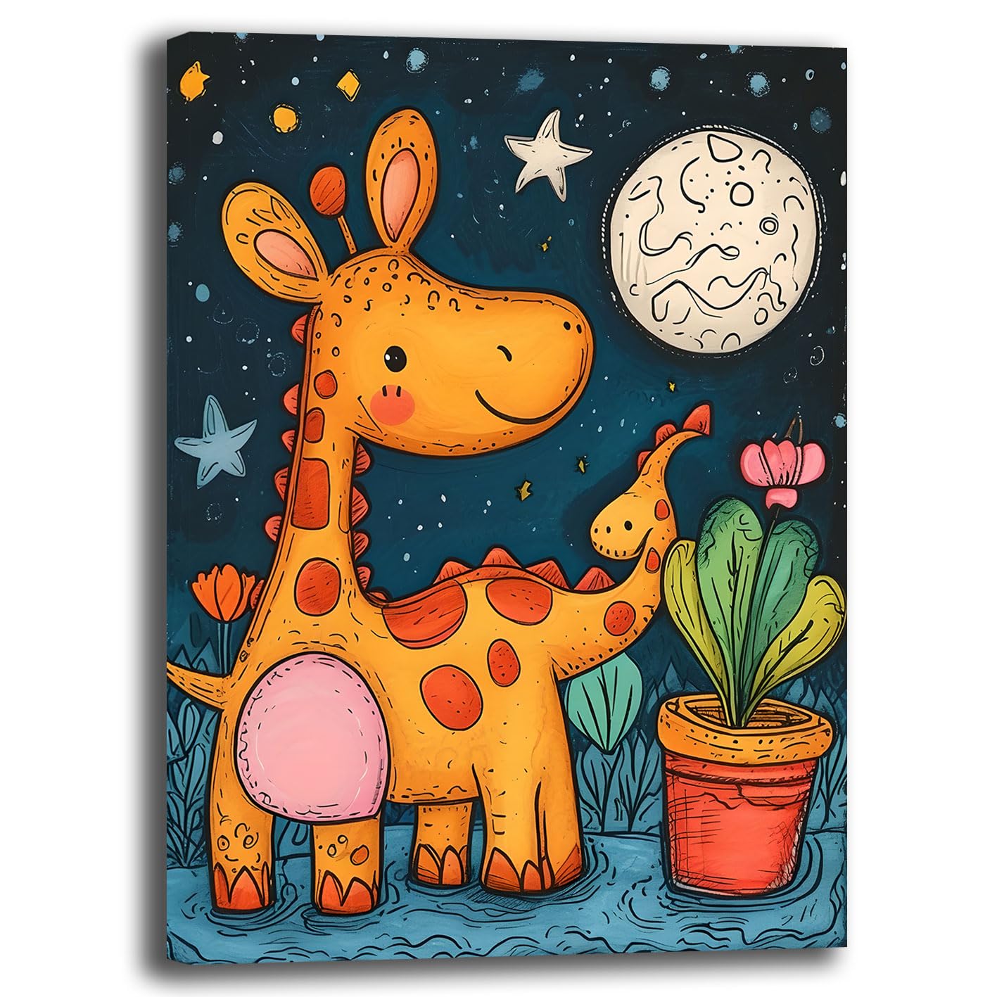 Quadro su Tela Cameretta Bambini Animali – Decorazioni Parete Nursery Neonato, Stampa Moderna per Cameretta Bimbo e Bimba, Quadri Decorativi per Casa Asilo (7, 50x70 cm, Canvas intelaiato)
