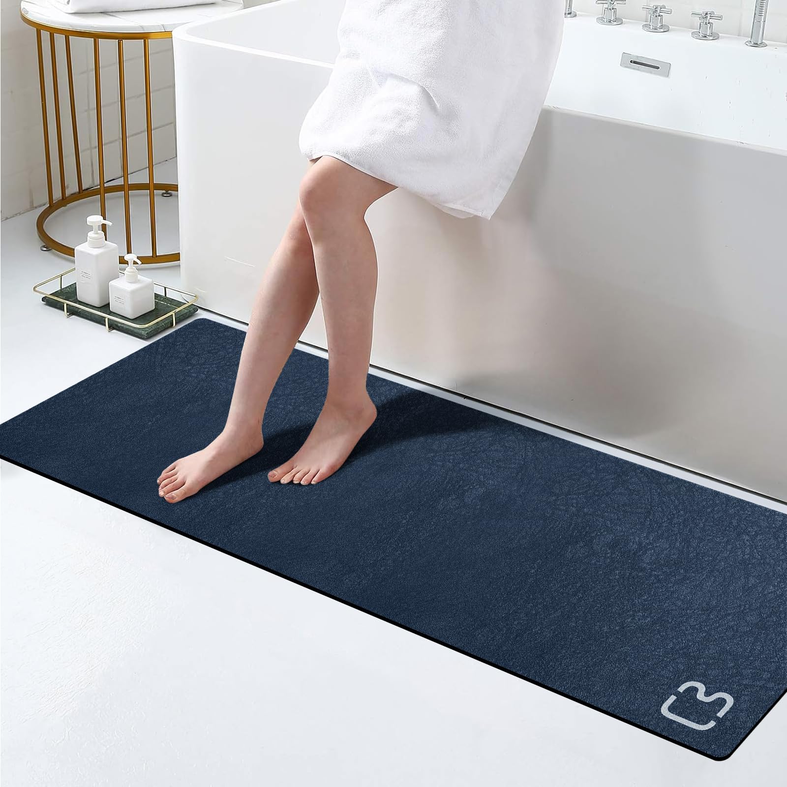 RUERYA Bath Mat 17" x 59" Extra Long Bathroom Mat Large Fast Dry Super Absorbent Non-Slip Rubber Backed Shower Mat Bath Rugs Mats for Bathroom Floor,