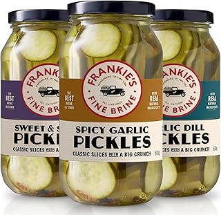 Frankie's Fine Brine - 3 Pack Spicy Classic Pickles Set - Spicy Garlic, Sweet & Spicy Pickles & Garlic Dill - Assorted Pic...