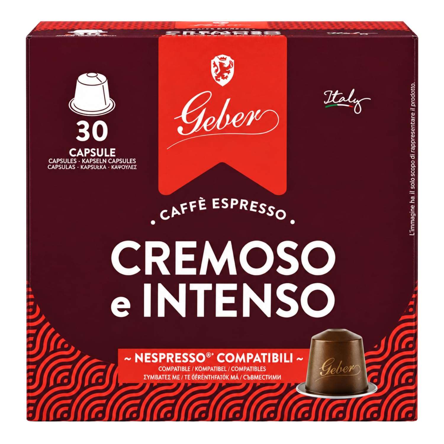 Geber Caffè Espresso Cremoso e Intenso 30 Capsule Compatibili con Macchine Nespresso – Variazioni 4/8/12 Pezzi (12 PEZZI)