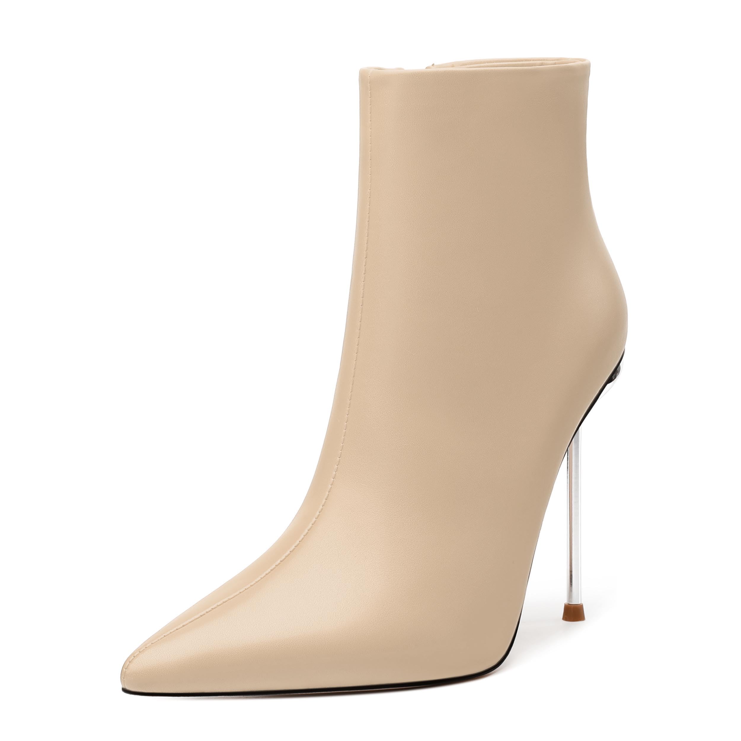 MODENCOCO Womens Ankle Boots Stiletto High Heels Boots Sexy Pointed Toe Side Zipper Dress Booties Fall Comfy Style