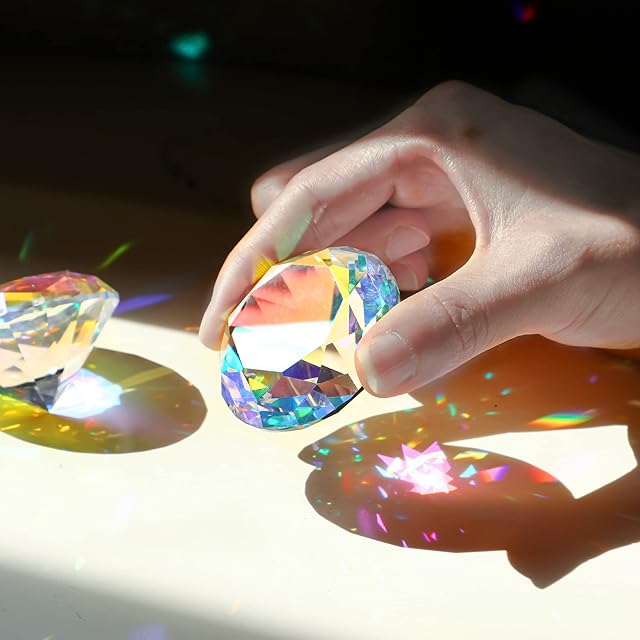 50mm Crystal Diamond Paperweight Glass AB Color Diamonds Centerpieces Home Office Wedding Decor for Photography Display (Pack of 2