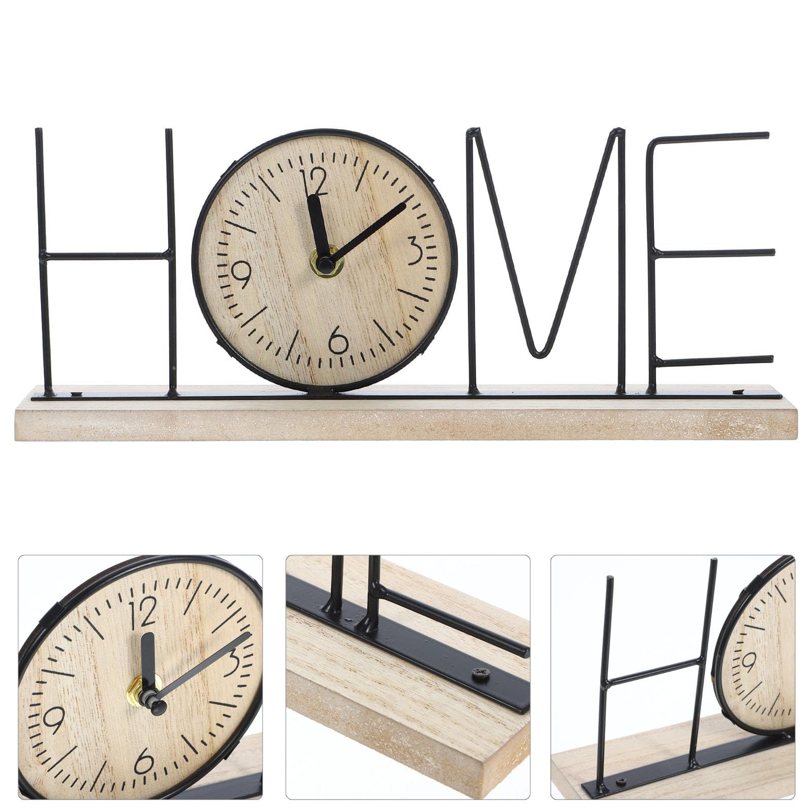 SUPVOX Orologio da Tavolo Decorativo Home Stile Classico in Legno e Ferro