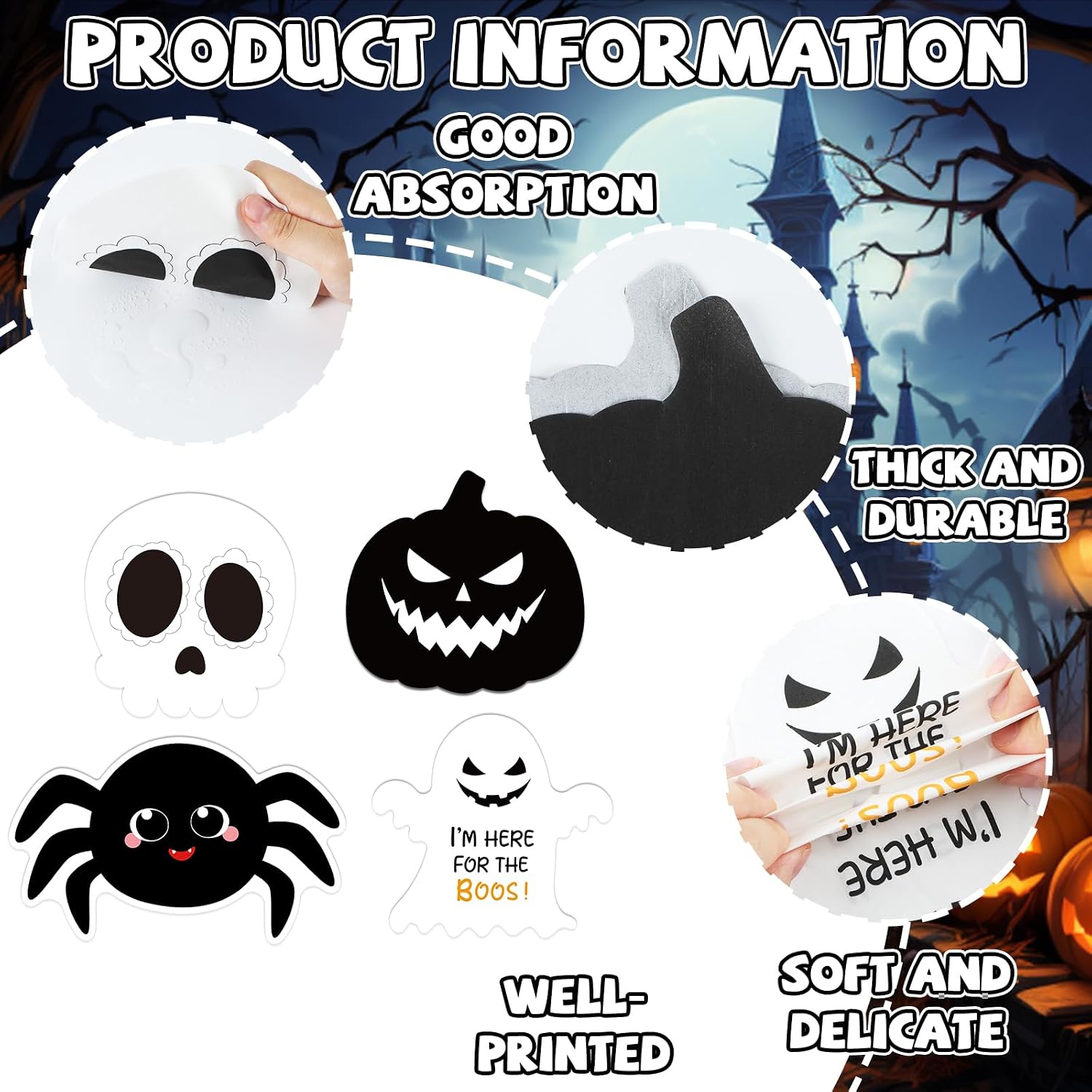 120pcs Halloween Napkins Ghost Skull Party Supplies Disposable Pumpkin Spider Paper Napkins Table Decorations for Luncheon Dinner Beverage Halloween Birthday Party