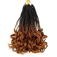 Vista 38 de Cabello de ganchillo con rizos franceses, trenzas de cabello de ganchillo con puntas rizadas, 14 pulgadas, preenlazadas, trenzas de caja tipo diosa