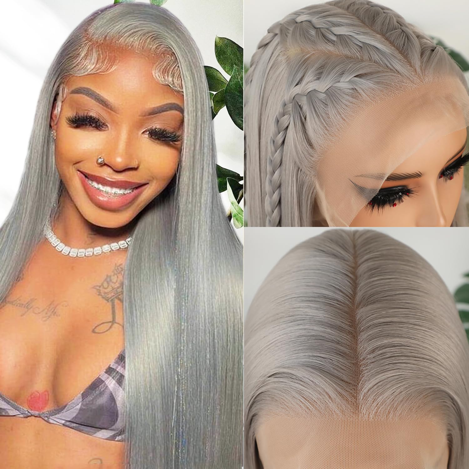 Missyvan 13X6 Lace Front Wig Glueless Klein Blue Long Straight Synthetic Lace Front Wig for Woman Heat Resistant Fiber Hair Natural Baby Hair Line