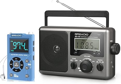 Amazon.com: Greadio AM FM Portable Radio Transistor Radio with 3.5mm ...