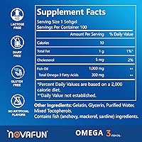 Vista 2 de Aceite de pescado Omega 3 1000 mg Softgels, suplemento de ácidos grasos Omega 3 con EPA y DHA, suplementos de aceite de pescado Omega 3