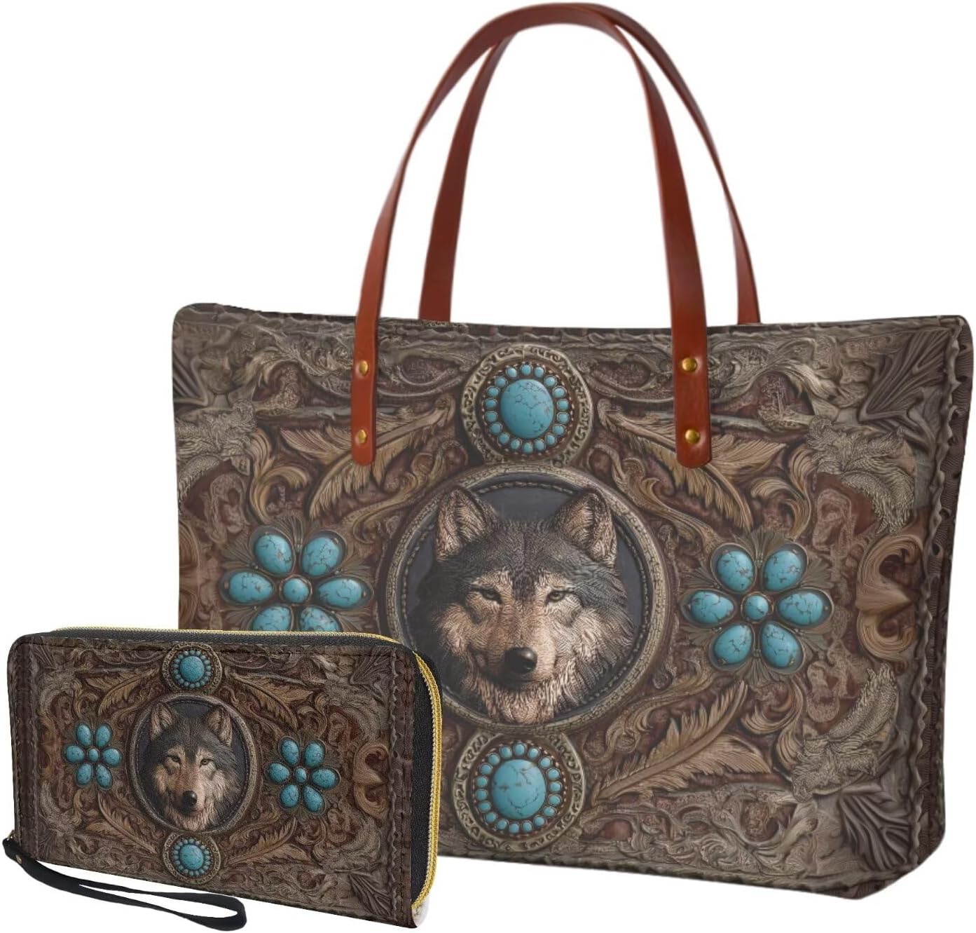 Purse and Wallet Set Large Shoulder Satchel Purse Tote Handbags with PU Wallet for Party Work Shopping Travel