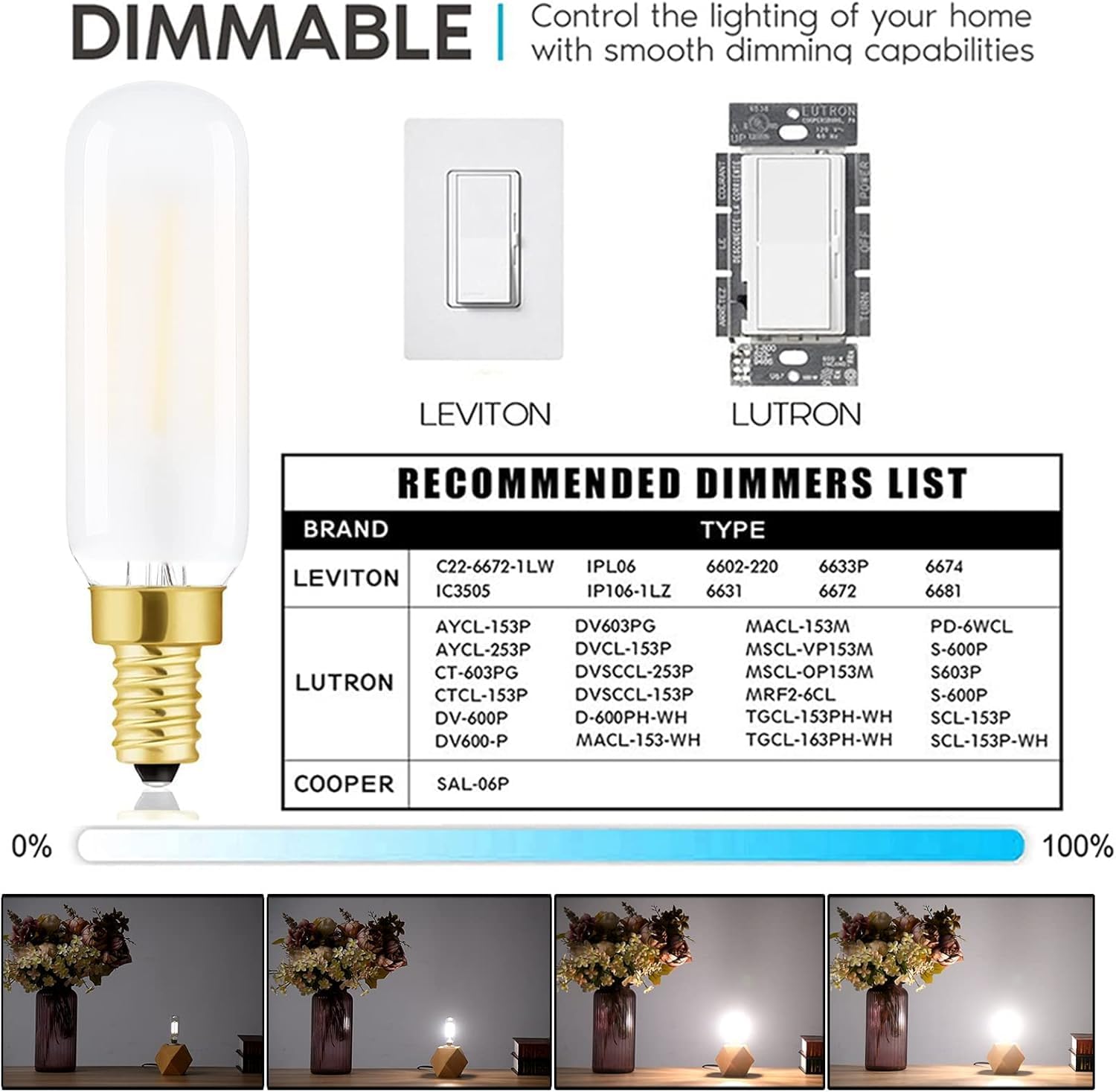 Frosted E12 Led Bulb Dimmable 6W Candelabra Led Bulbs 4000K Daylight T6 T6.5 E12 Edison Bulbs 60 Watt for Chandelier, Ceiling Fan Light, AC120V 600LM Candelabra Light Bulb 6Pack.