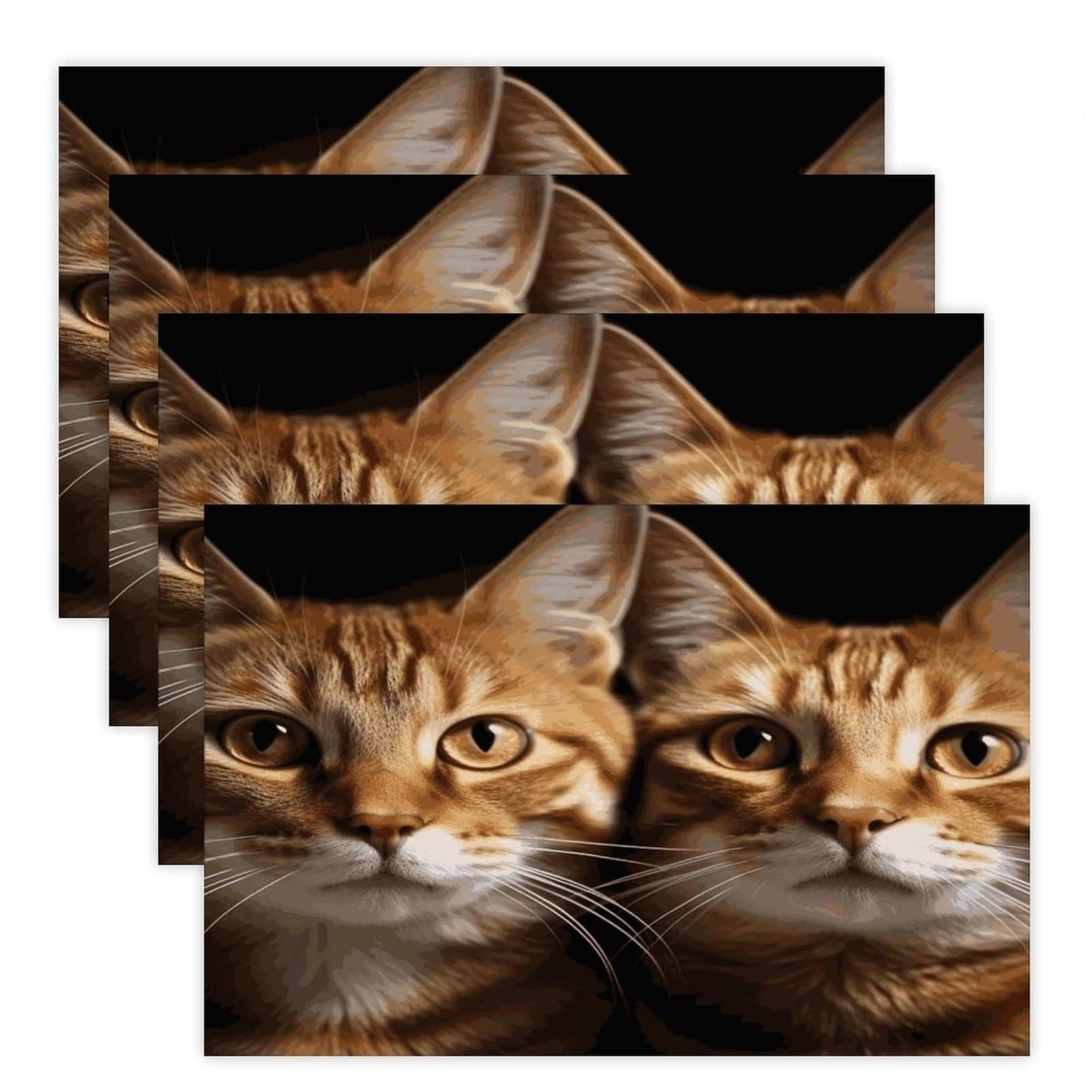 Cats Placemats Heat-Resistant Washable Place Mats Anti Slip Dining Table Place Mats Wipeable Dining Table Mats Kitchen Decoration Placemats 17.7’’×11.8’’