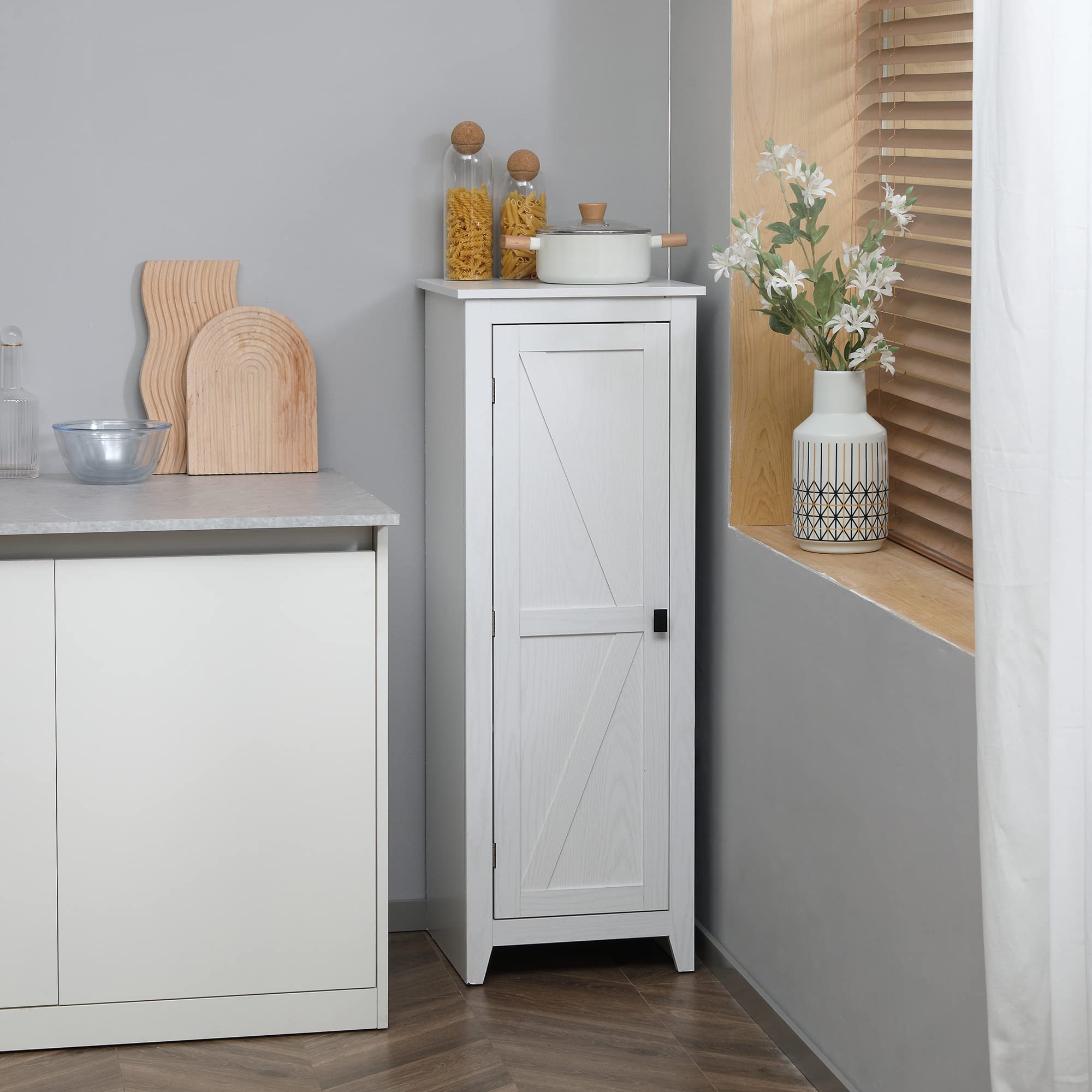 HOMCOM 48" Armadio dispensa cucina indip. porta fienile bianco