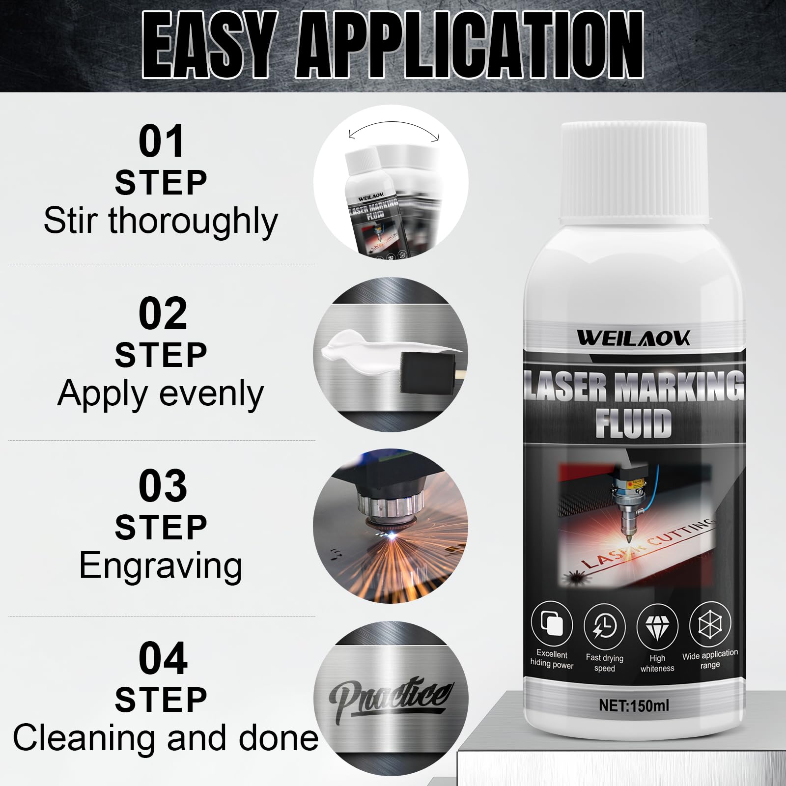 WEILAOK Laser Marking Fluid, Laser Marking Powder Suitable for Laser Engraving of Various Metals Fast Drying Speed - Image 4