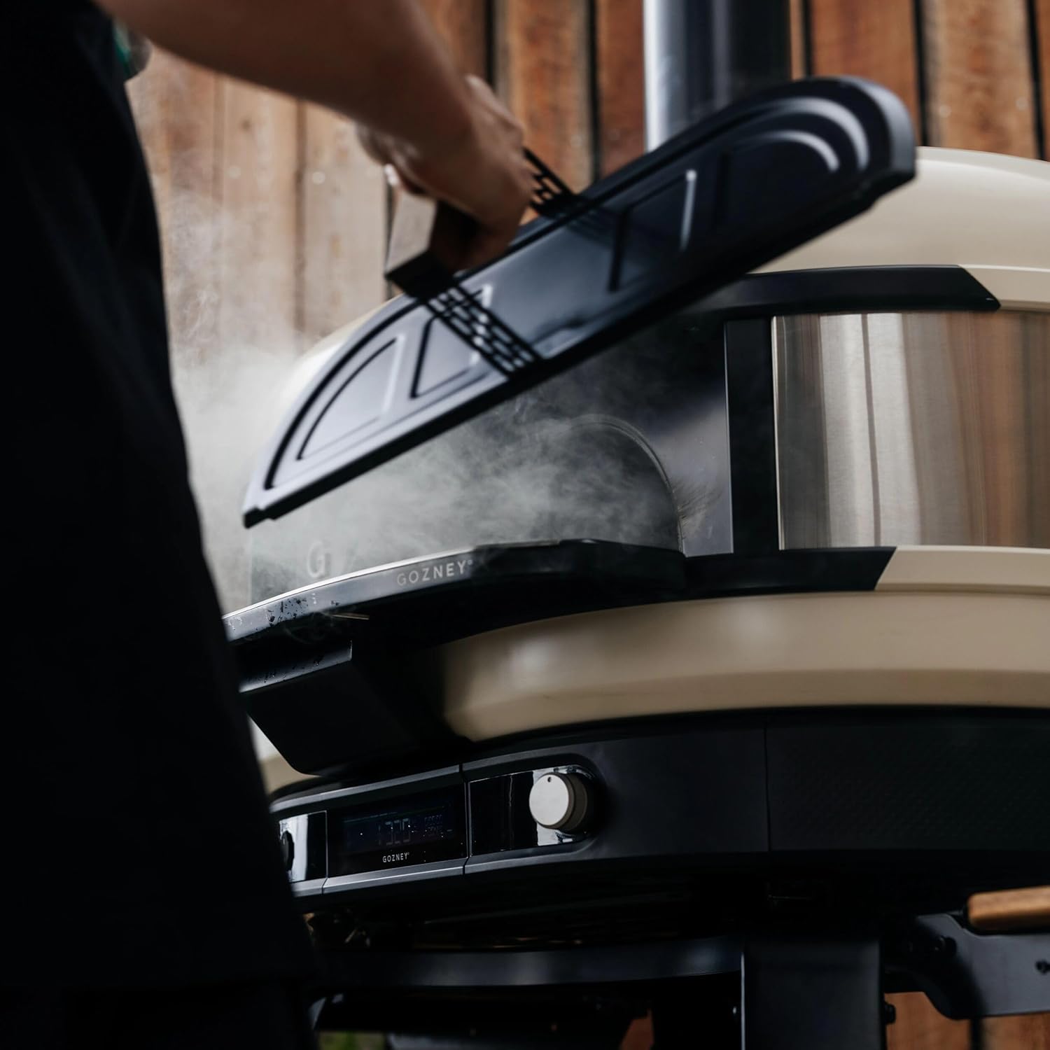 Gozney Dome (Gen 2) Pizza Oven Door for Smoking & Slow Roasting, Twin-Walled Insulated Pizza Oven Door with Cutouts for Meat Probes