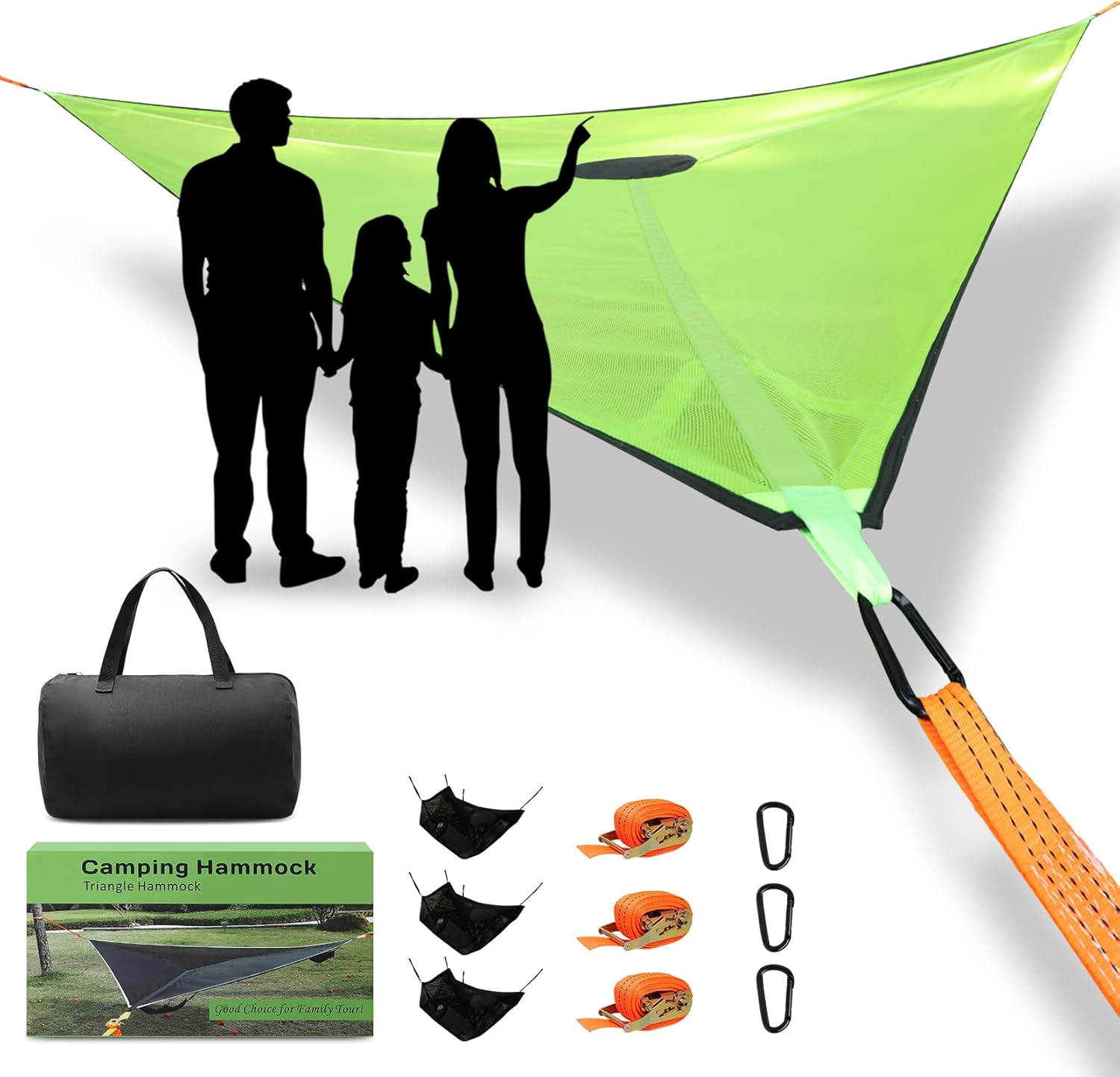 Camping Hammock, Tree Friendly & Anti Roll Giant Hammocks for Outside 3 to 6 Person Capacity, Portable Hammock Hold Up to 800lbs Capacity, Outdoor Hammock for Camping, Garden, Beach (157”)