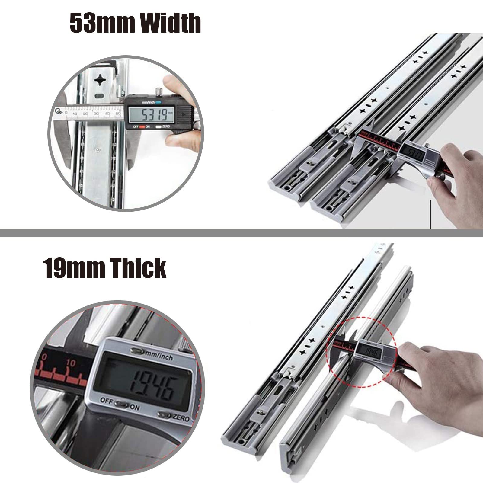 Guías para cajones de gabinetes 1 par de guías for cajones con rodamientos de bolas de alta resistencia, guías for cajones de gabinetes de cocina con cierre suave, metal resistente, deslizamiento suav