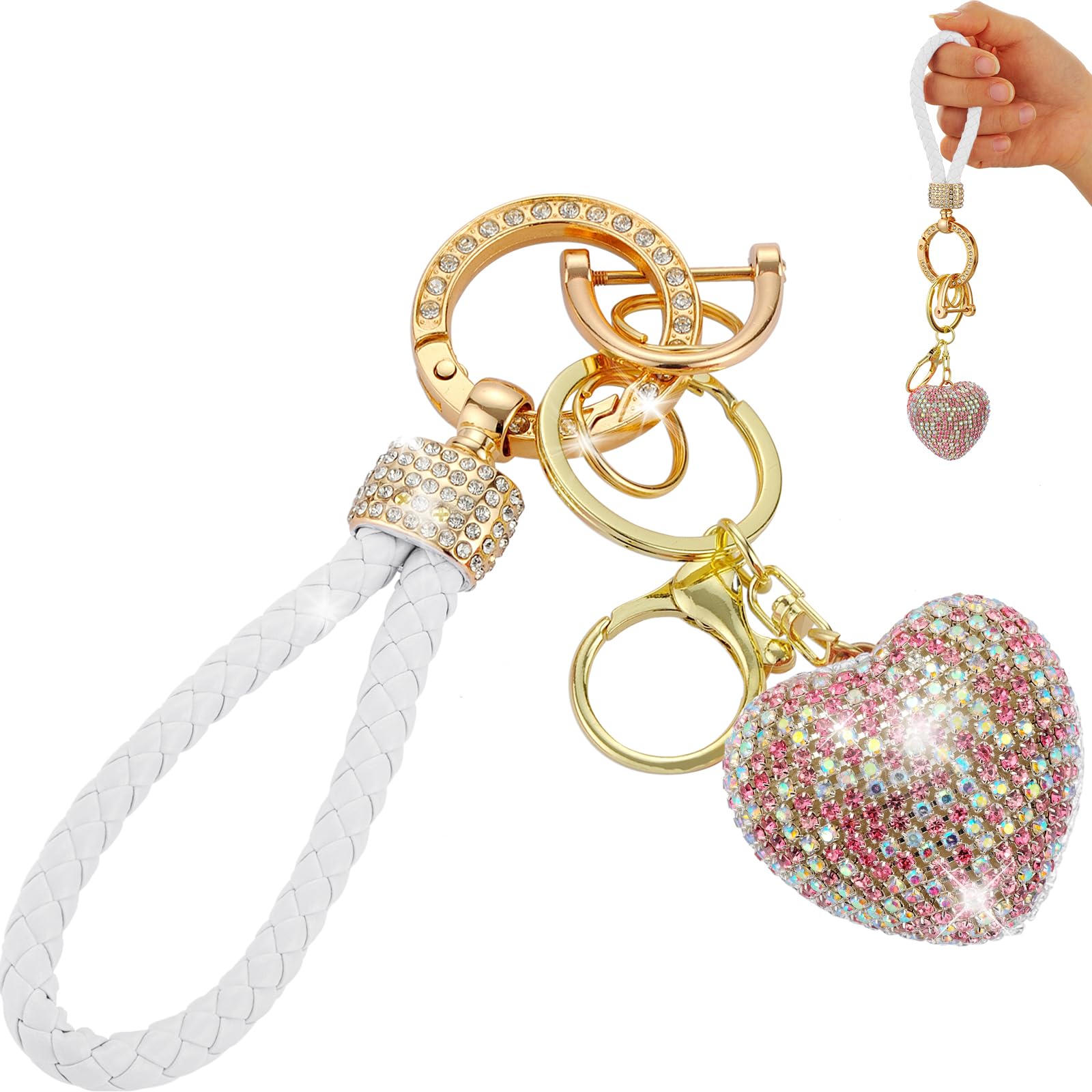 Cute Heart Keychains Bling Key chain Accessories for Women Girls Key Chain For Car Keys Purse Accessories