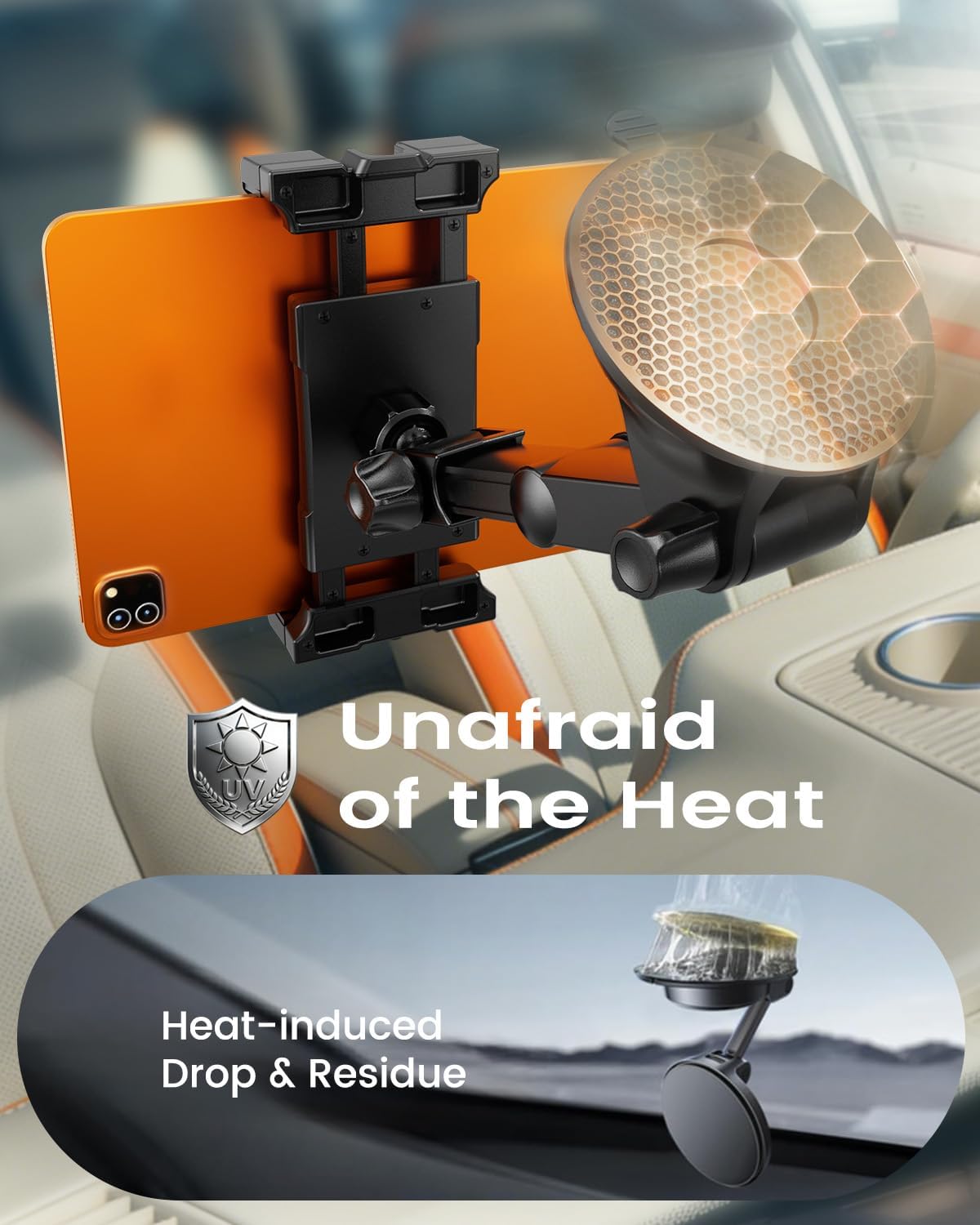 OHLPRO Tablet Holder for Car Dashboard & Windshield, Long Arm Suction Cup Tablet Mount Fits 5-17" iPad Pro/Air/Mini, Stable iPad Car Mount for Truck/SUV/Semi, Ideal Tech Gift for Drivers & Traveler - Image 4
