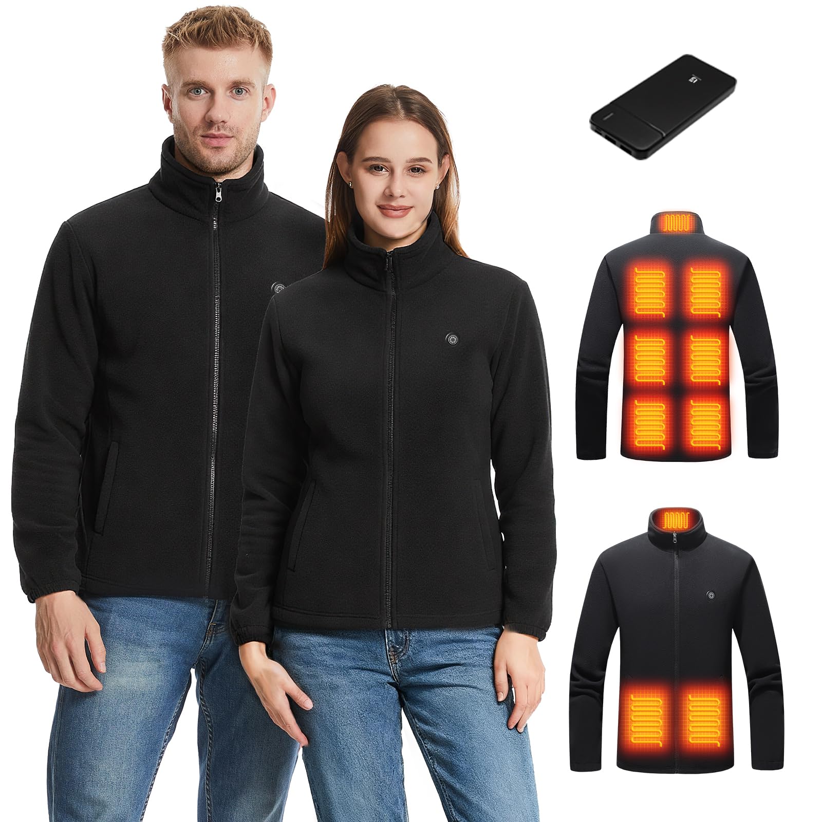 Chaleco Calefactable Hombre Mujer,Chaqueta Calefactable con Bateria 10000mAh,3 Temperaturas 9 Zonas de Calefacción,Electrico Chaleco Chaqueta Térmico Ropa Calefactables Inteligentes Para el Invierno