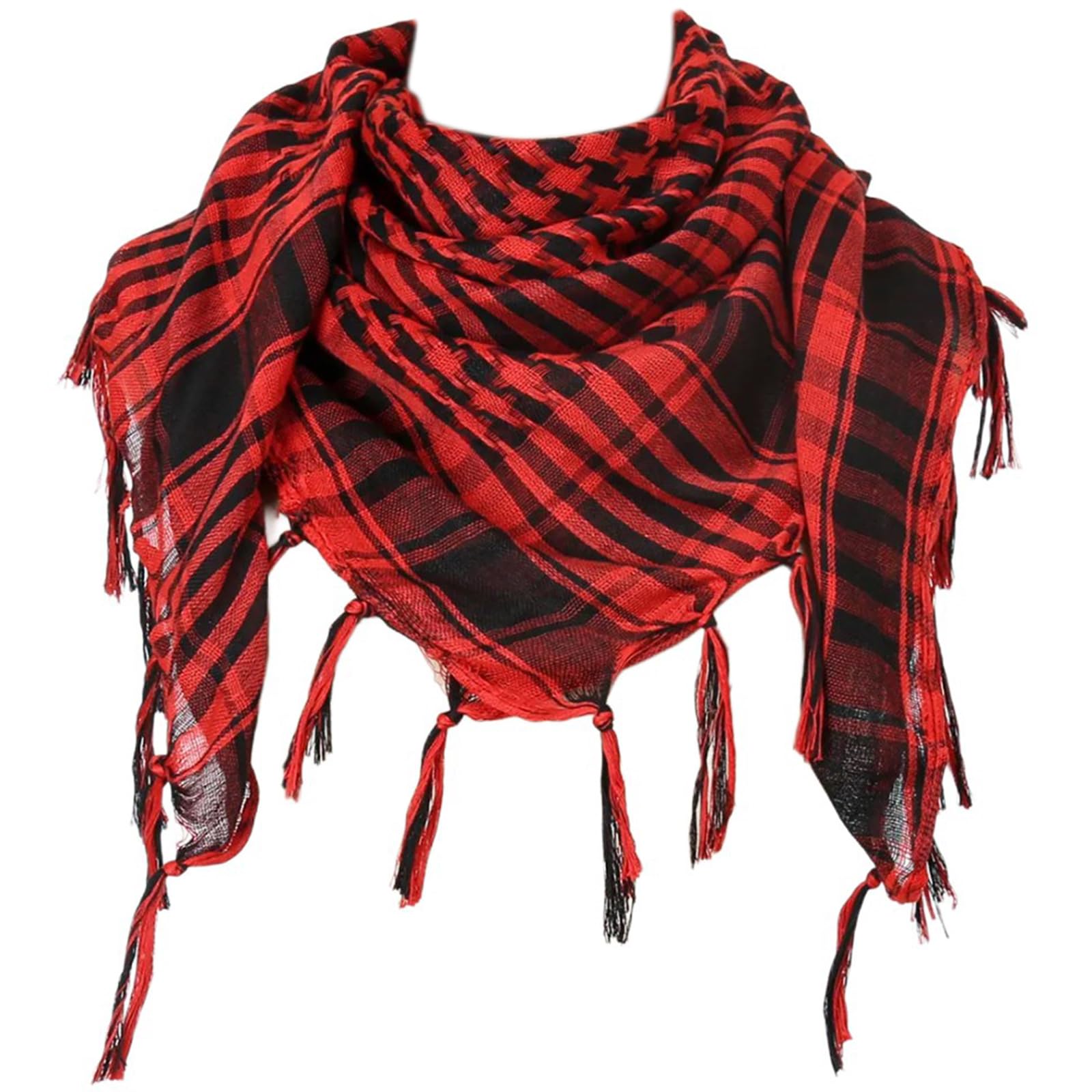 LXJLXD Stylish Shemagh Scarf Fringed Checker Arab Shawl for Men Women Muslims Headwrap Desert Neckscarf(Big)