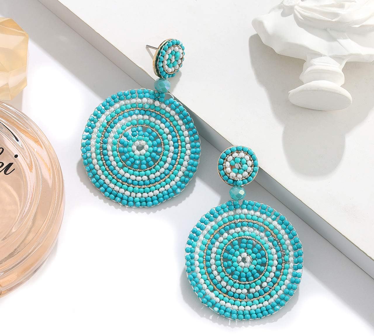 Beaded Drop Earrings for Women Handmade Colorful Beaded Earrings Boho Statement Beaded Dangle Earrings Summer Beach Jewelry Gifts - Image 4