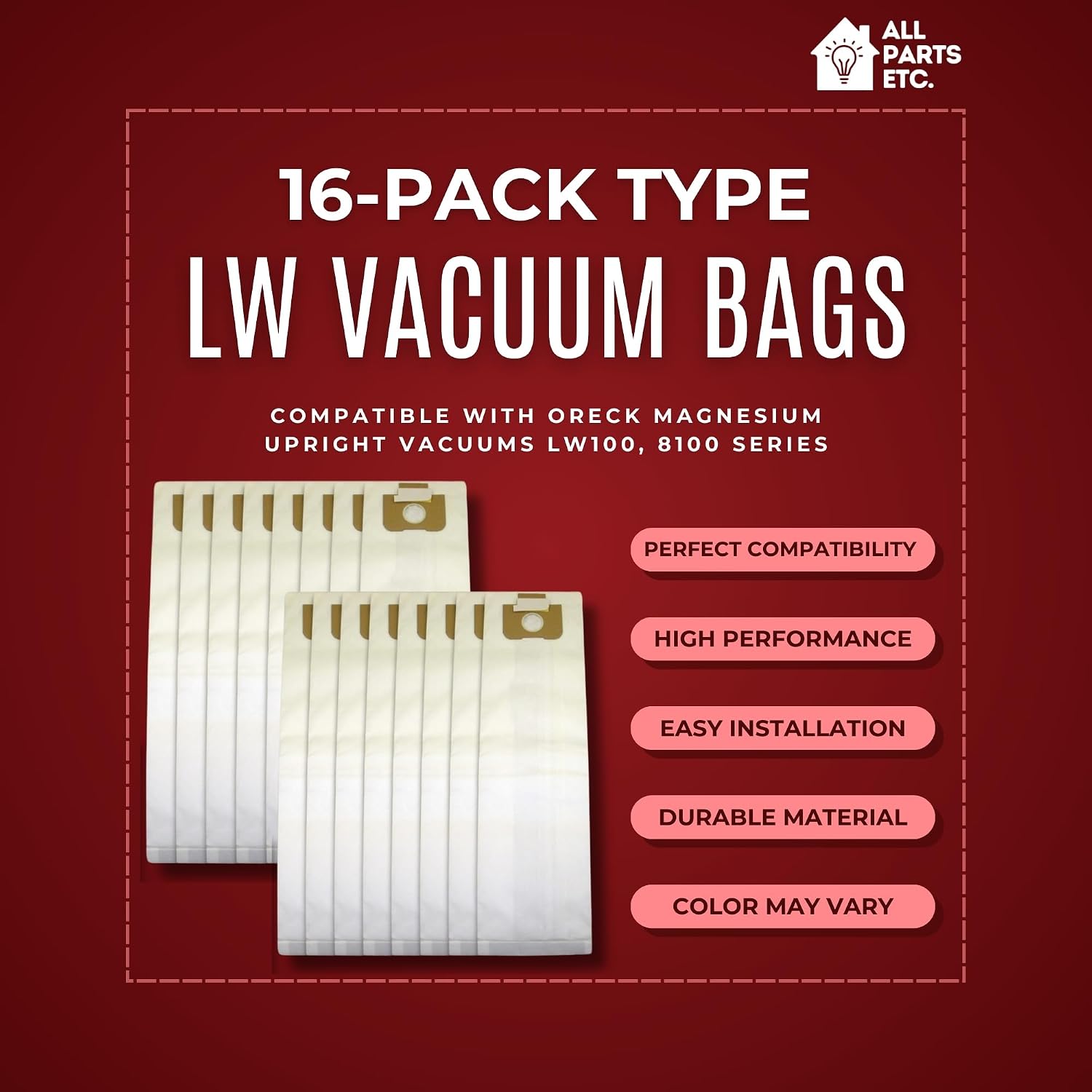 16-Pack Type LW Vacuum Bags – Compatible with Oreck Magnesium Upright Vacuums photo 2
