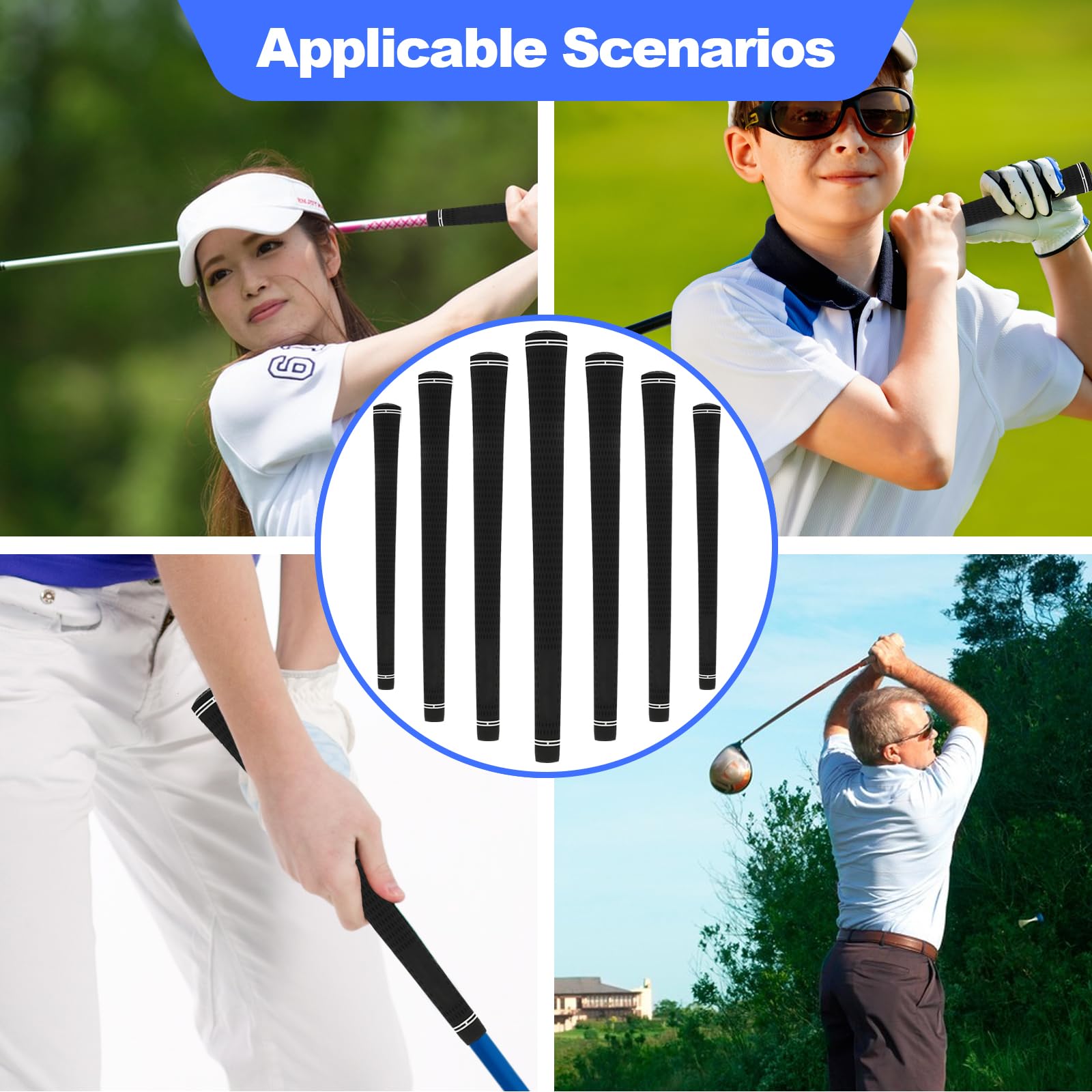 Juego de 13 Mangos de Goma para Palos de Golf, Agarre Estándar, Negro, Mango Profesional Antideslizante para Hombres y Mujeres