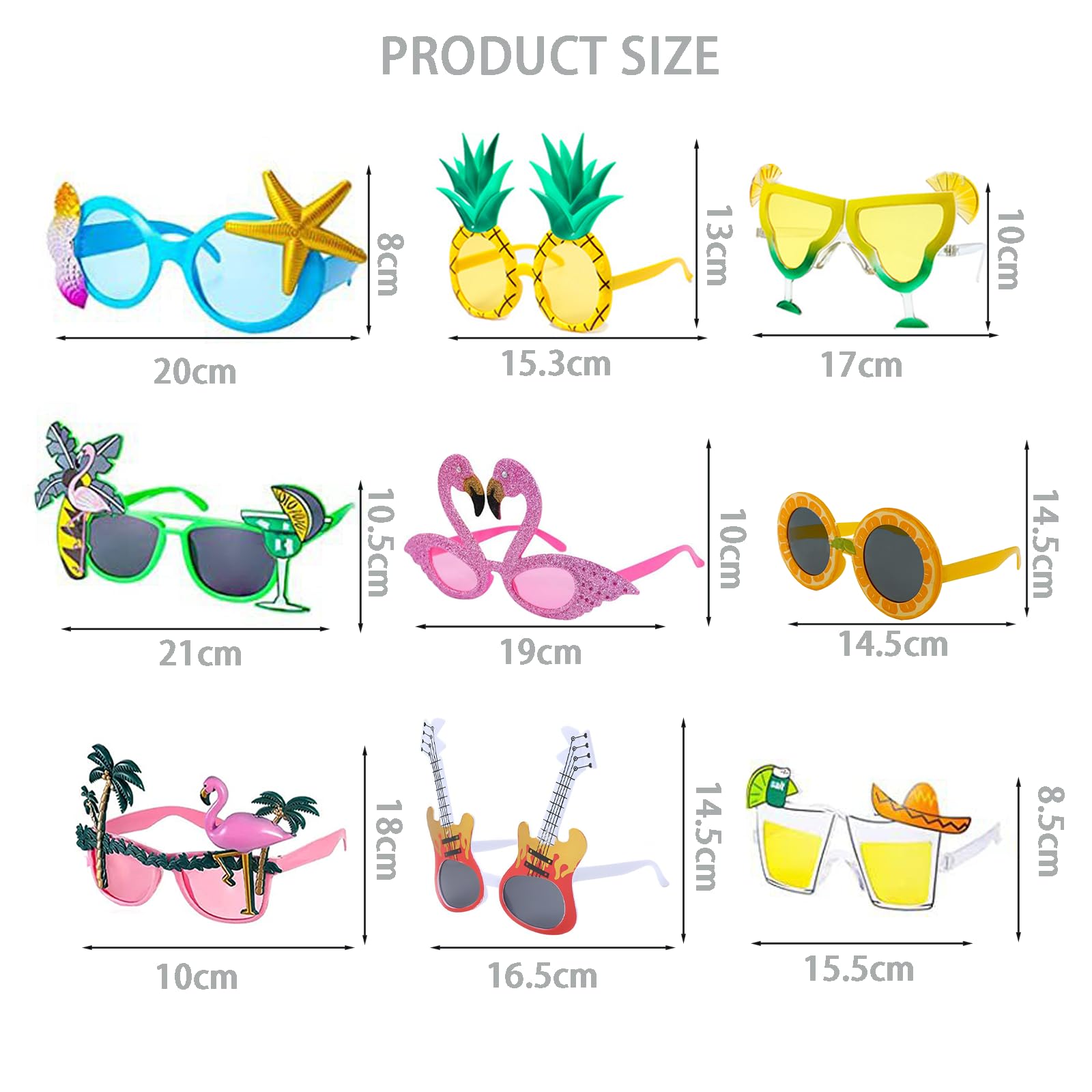 9 Paia Occhiali Festa Hawaiana Party Adulti,Occhiali Divertenti Sole Decorazioni Hawaii Feste,Gadget Festa Adulti Accessori Spiaggia,Feste Estive Occhiali Strani Sole Pool Party