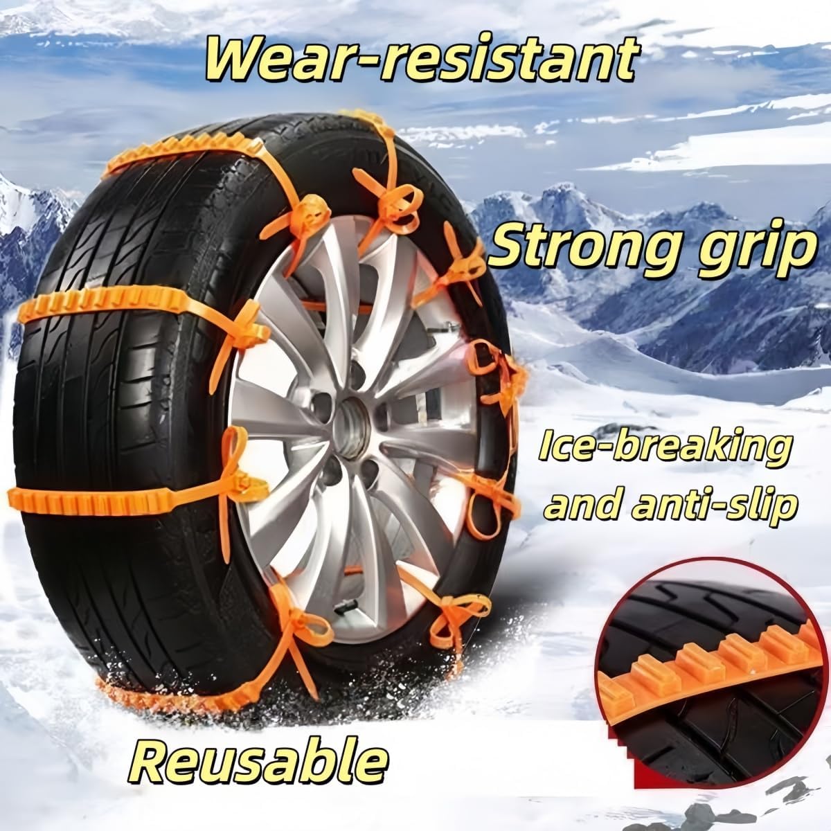 Car Snow Chains Compatible with Hyundai Accent V 2018-2024, Snow Tires Chains, Easy Install Anti-Slip Tire Traction for Snow and Ice, Passenger Car Snow,50 Items