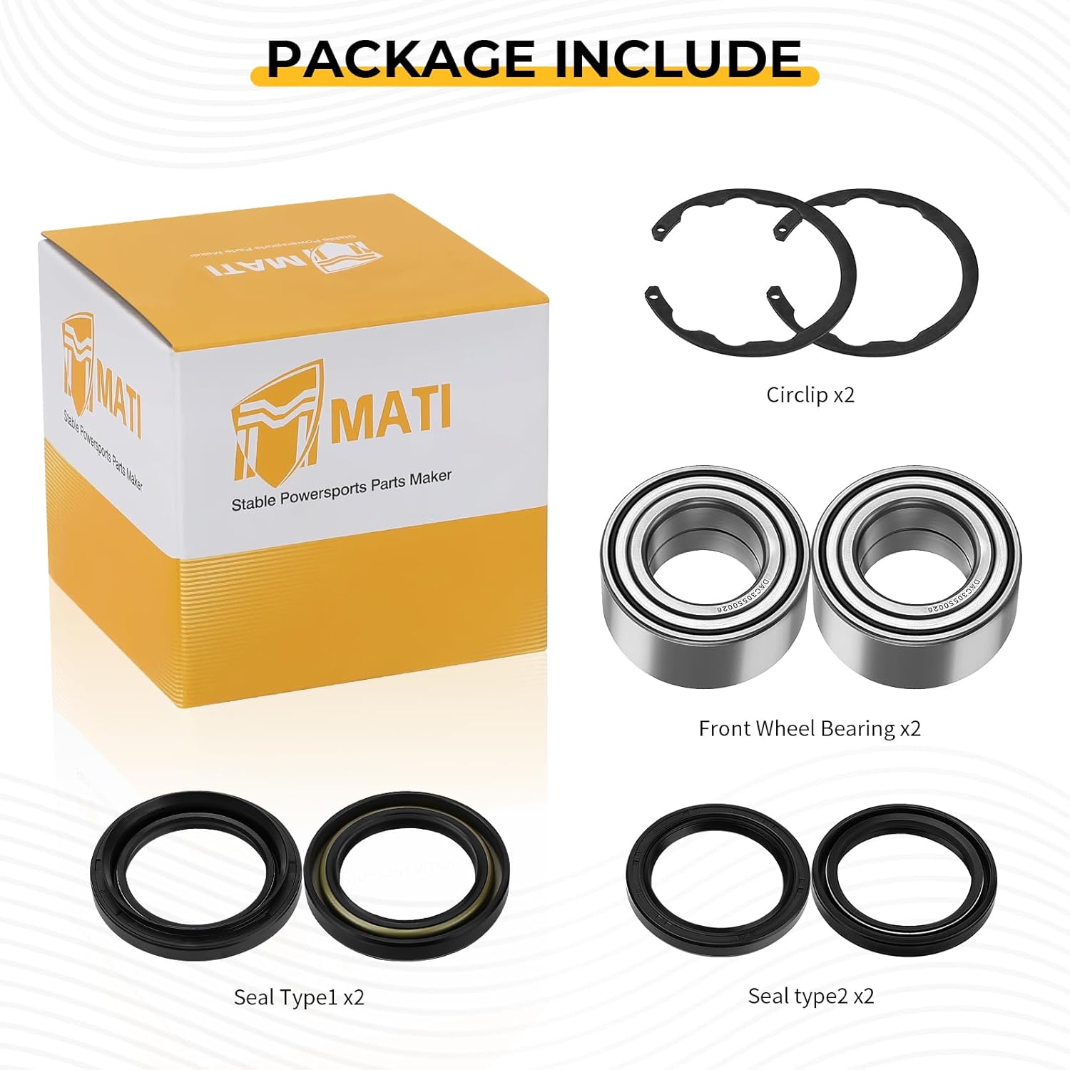 M MATI Front Wheel Bearings & Seals Kit for Kawasaki Prairie 300 400 Bayou 300 400 KLF300 KLF400 KVF300 KVF400 1989-2005 92045-1222