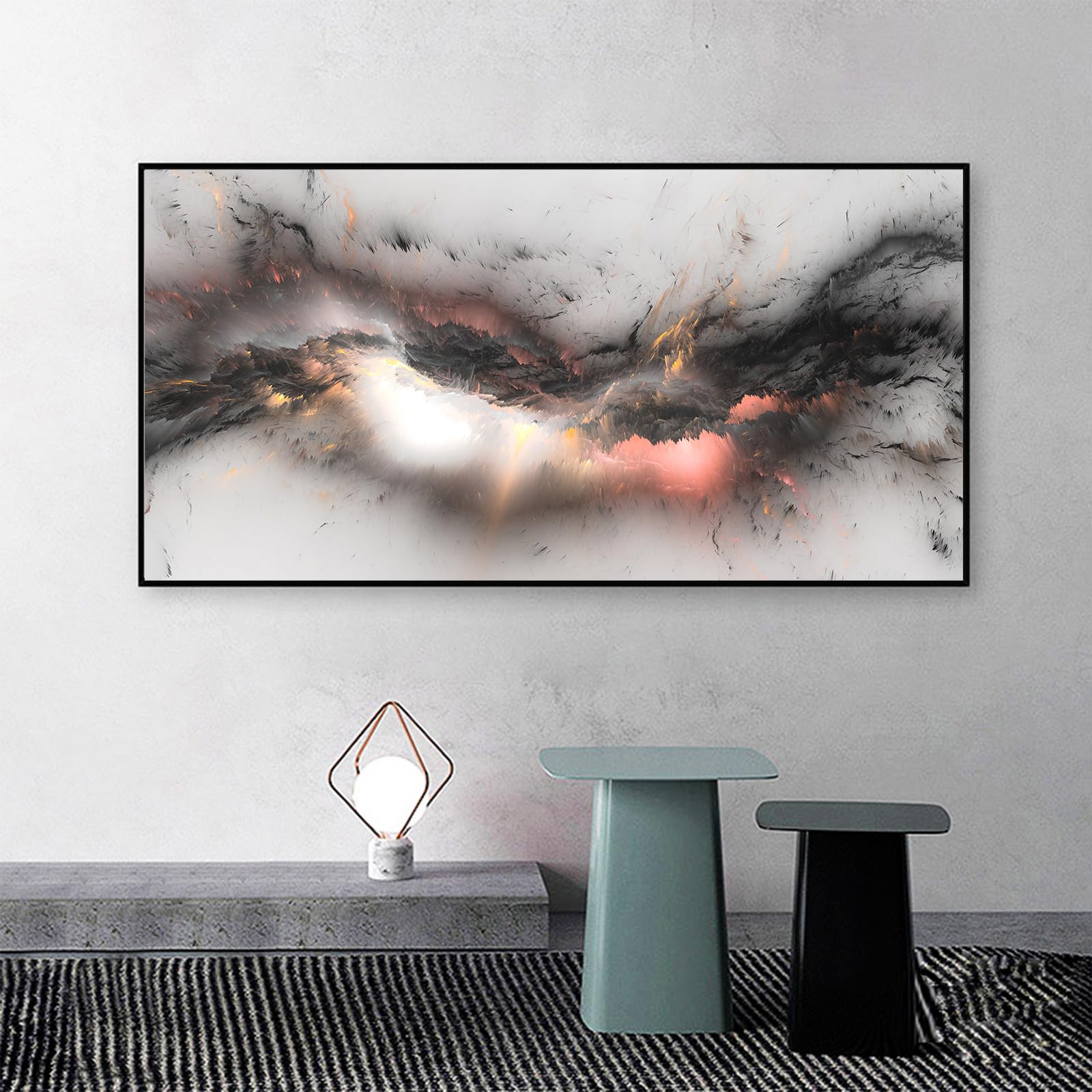 IUNTWEIE Abstract Pictures Modern Abstract Art Colourful Aurora Picture on Canvas Abstract Pictures Wall Picture Living Room Decoration Without Frame (style-1.50 x 100 cm) - Image 2