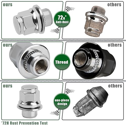 Miniatura 3 de Tuercas cromadas M12x1.5, 20 piezas de 0.472 in x 1.5 OEM de fábrica, estilo de extremo cerrado, asiento Mag para Scion Pontiac Toyota Avalon Camry