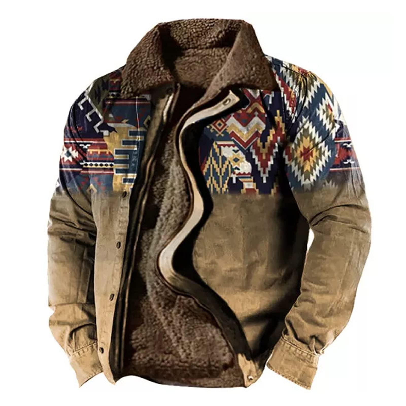 Heren Sherpa gevoerde fleece jas mannen retro plaid vlieger winter bovenkleding, tactische reverskraagjassen jas