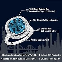 Vista 2 de Gem Stone King Anillo de compromiso de plata de ley 925 de 0.394 pulgadas con piedra preciosa y moissanita blanca Anillo de compromiso