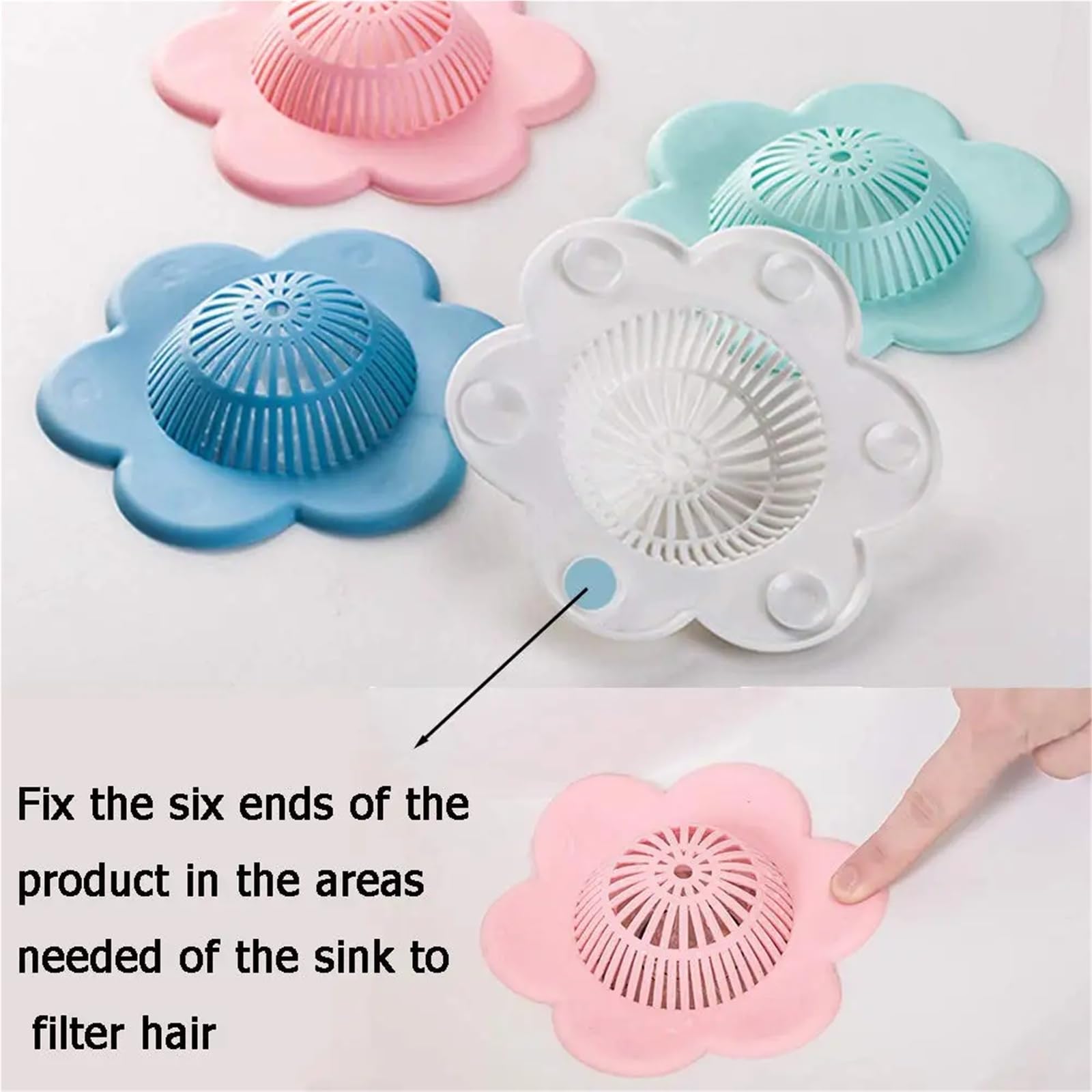 Recogedor de Pelo con tapón succión for desagüe Ducha, Herramientas prácticas, Apto for baño, bañera y Cocina para Fregadero Cocina BañO(4Pcs)