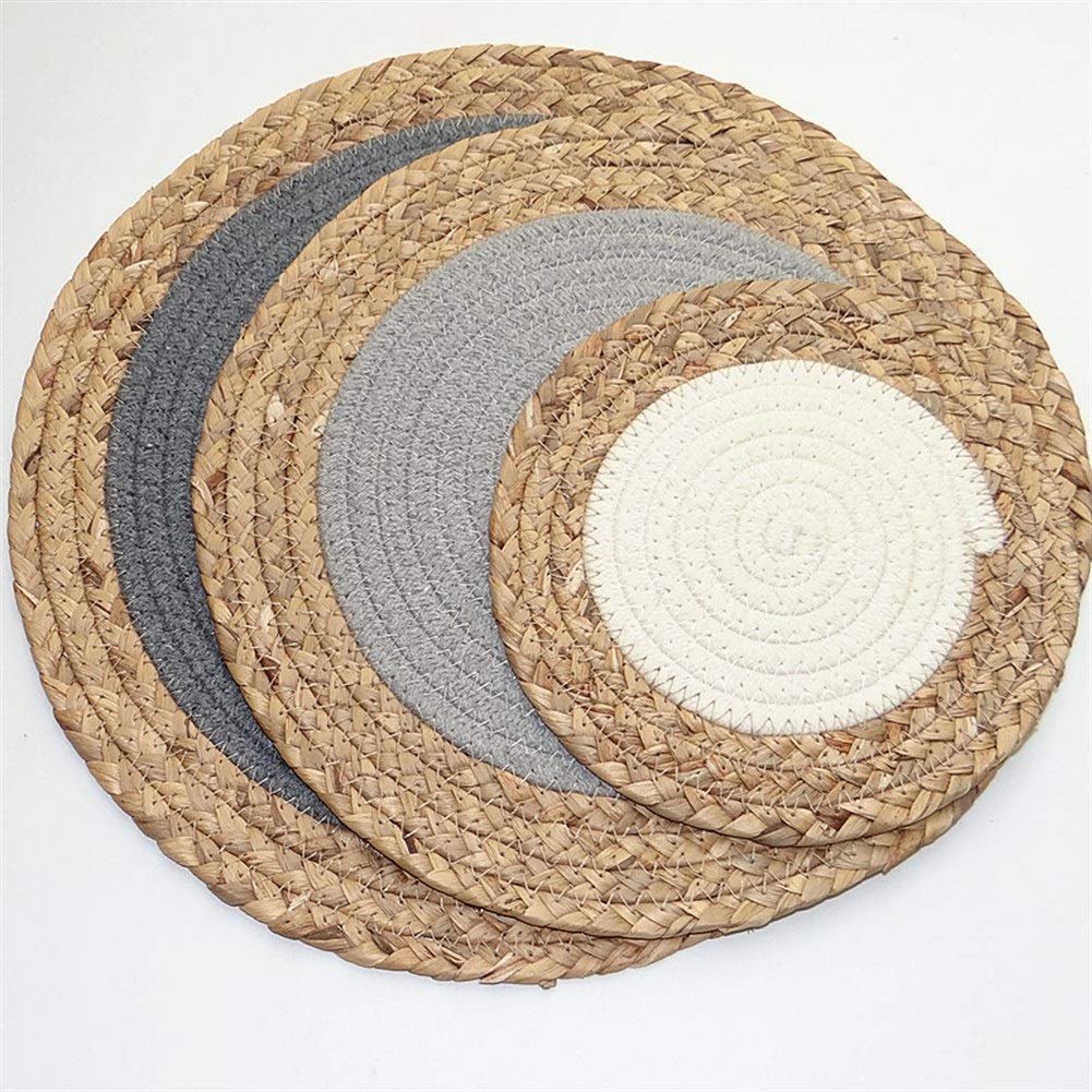 Manteles Antideslizantes, Mantel Individual Redondo, Paquete de 6 manteles Tejidos de Paja Almohadilla Antideslizante de Aislamiento térmico Resistente al Calor