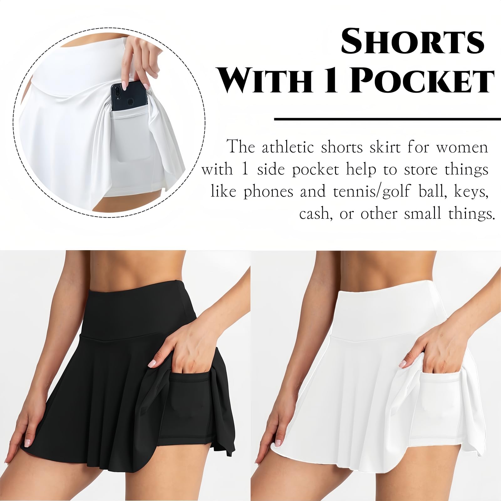 SamHeng Falda de Tenis para Mujer Faldas atléticas con Shorts Falda Plisada con Bolsillos Falda Alta Skort Entrenamiento Golf Skorts Correr Fitness Deportes Básicos Mini Falda