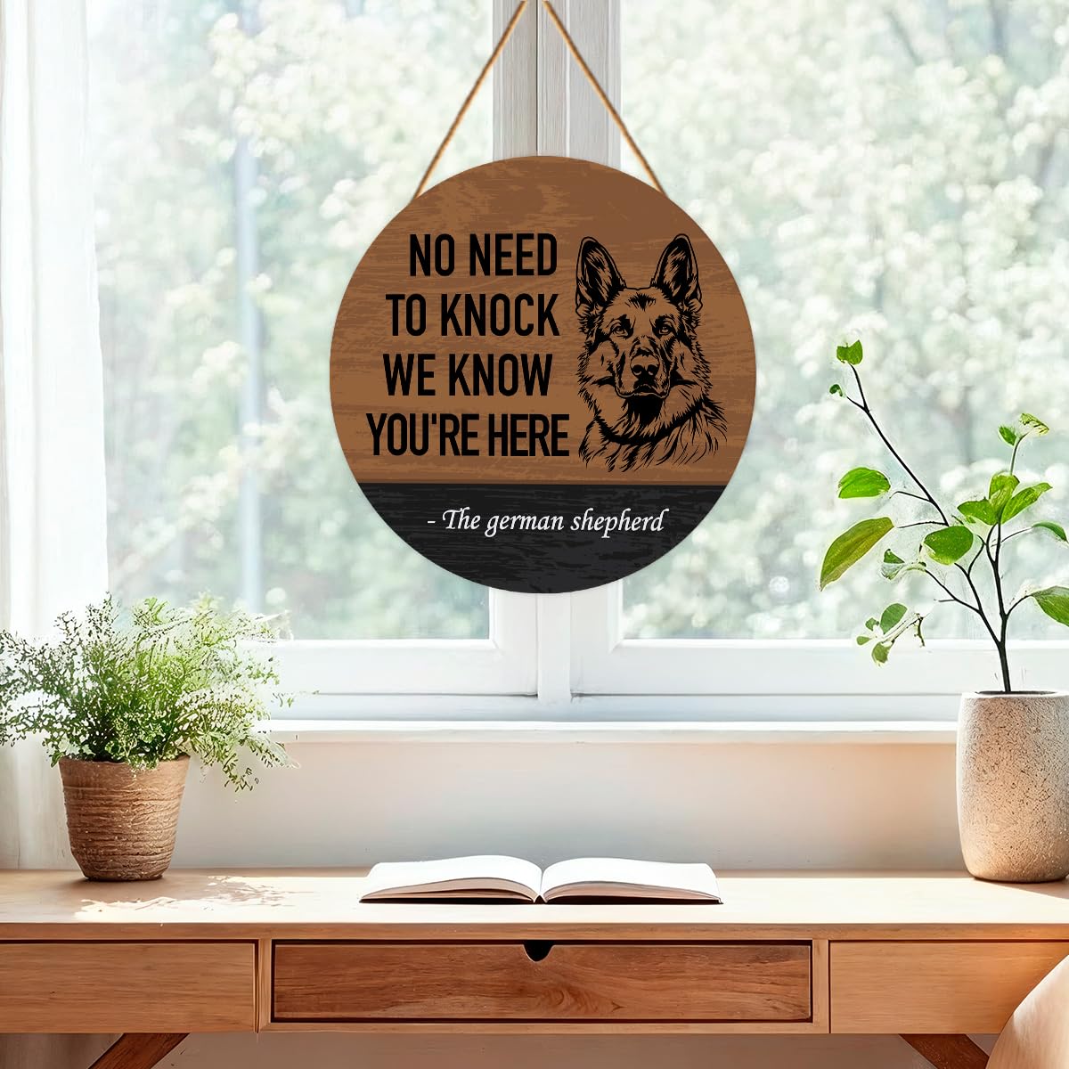 German Shepherd Welcome Sign Decor for Front Door Home, German Shepherd Gifts for Women Men, 11.8 x 11.8 Inches